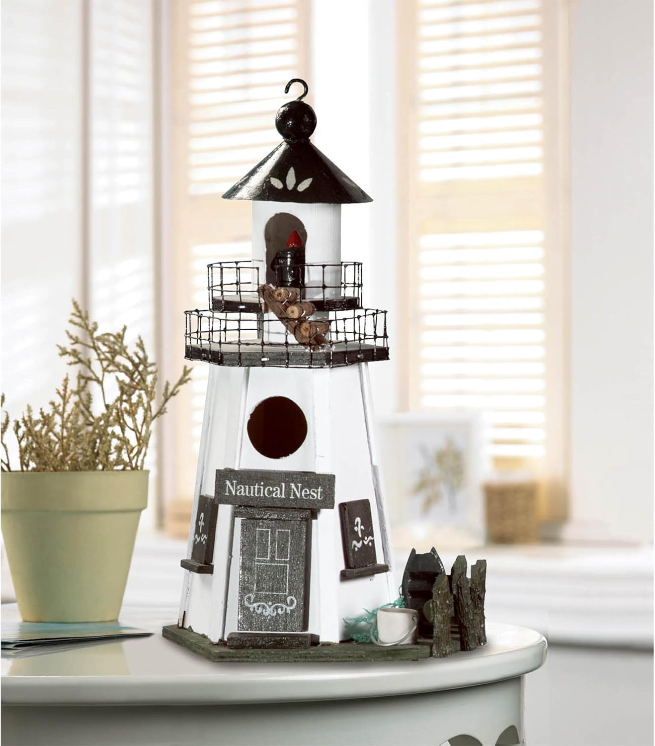 Gifts & Decor Nautical Nest Wood Lighthouse Bird House