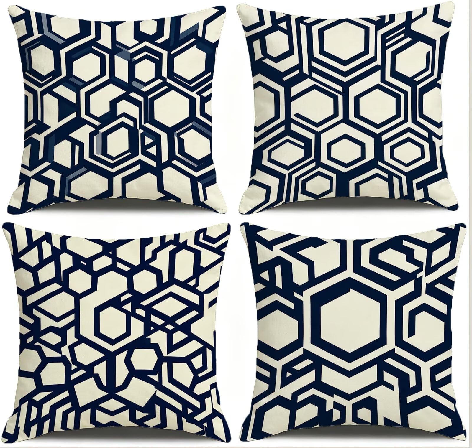 Nero Federe Cuscini Divano 75x75cm, Cuscini da Esterno Set de 4, Cod-175