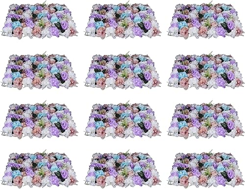 Vista 185 de 20 paneles de pared de flores artificiales, decoración de pared de 24 x 16 pulgadas, paneles decorativos de flores de hortensias para el hogar, 20