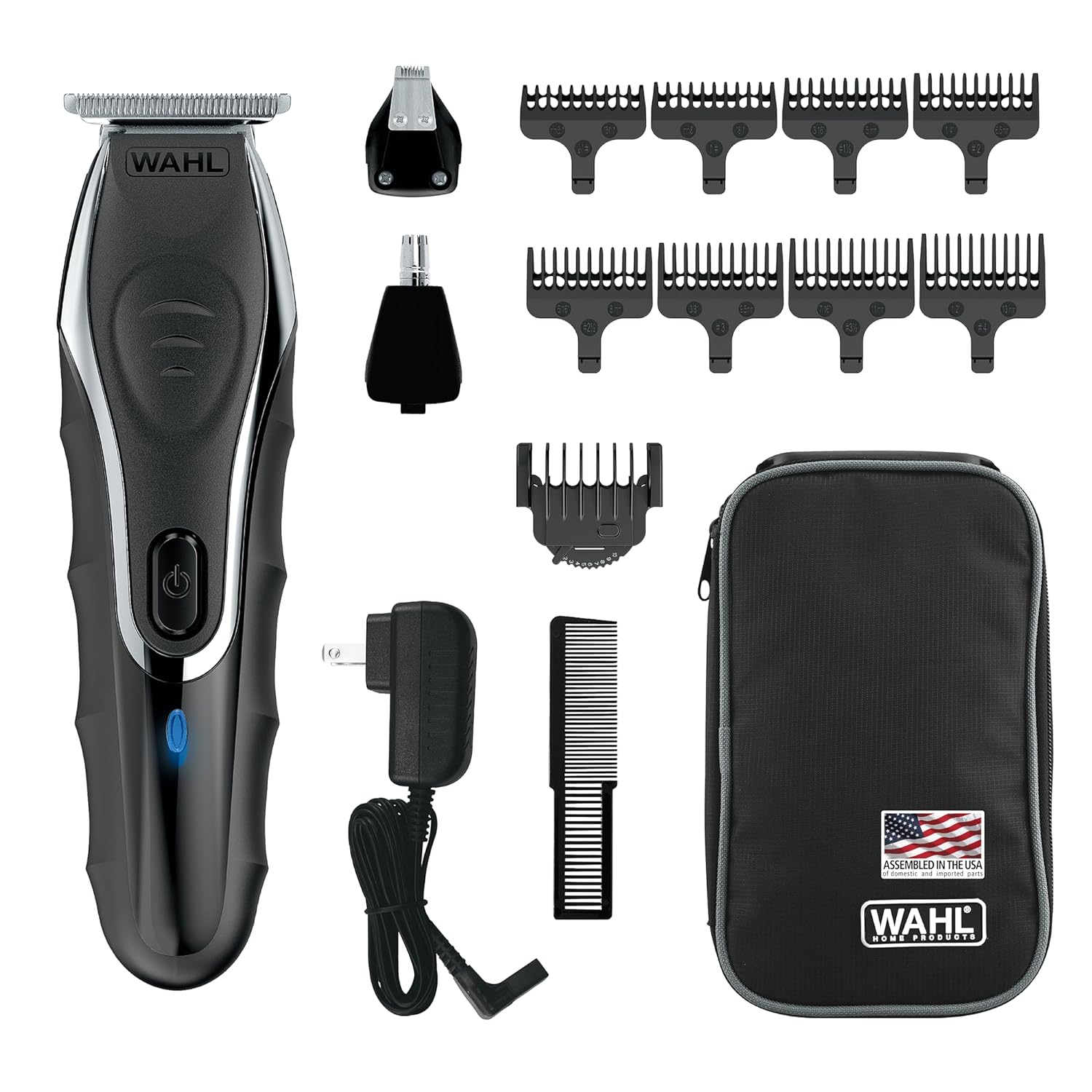 Wahl Aqua BladeĀ® Rechargeable Wet/Dry Lithium-Ion Deluxe Beard Trimmer for Men - Interchangeable Heads for Detailing, Hair, Mustache and Body Grooming - Model 9899-100