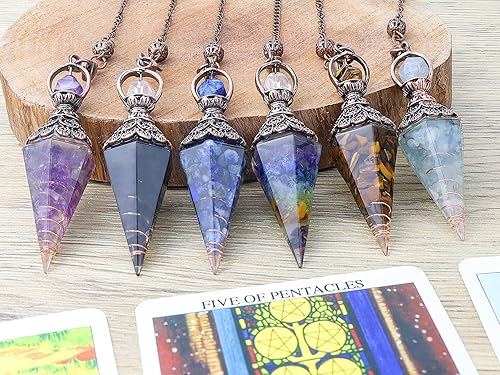 Miniatura 4 de MAIBAOTA Cristal de péndulo, péndulos de cristal de obsidiana negra natural para radiestesia, cristales puntiagudos espirituales para suministros de