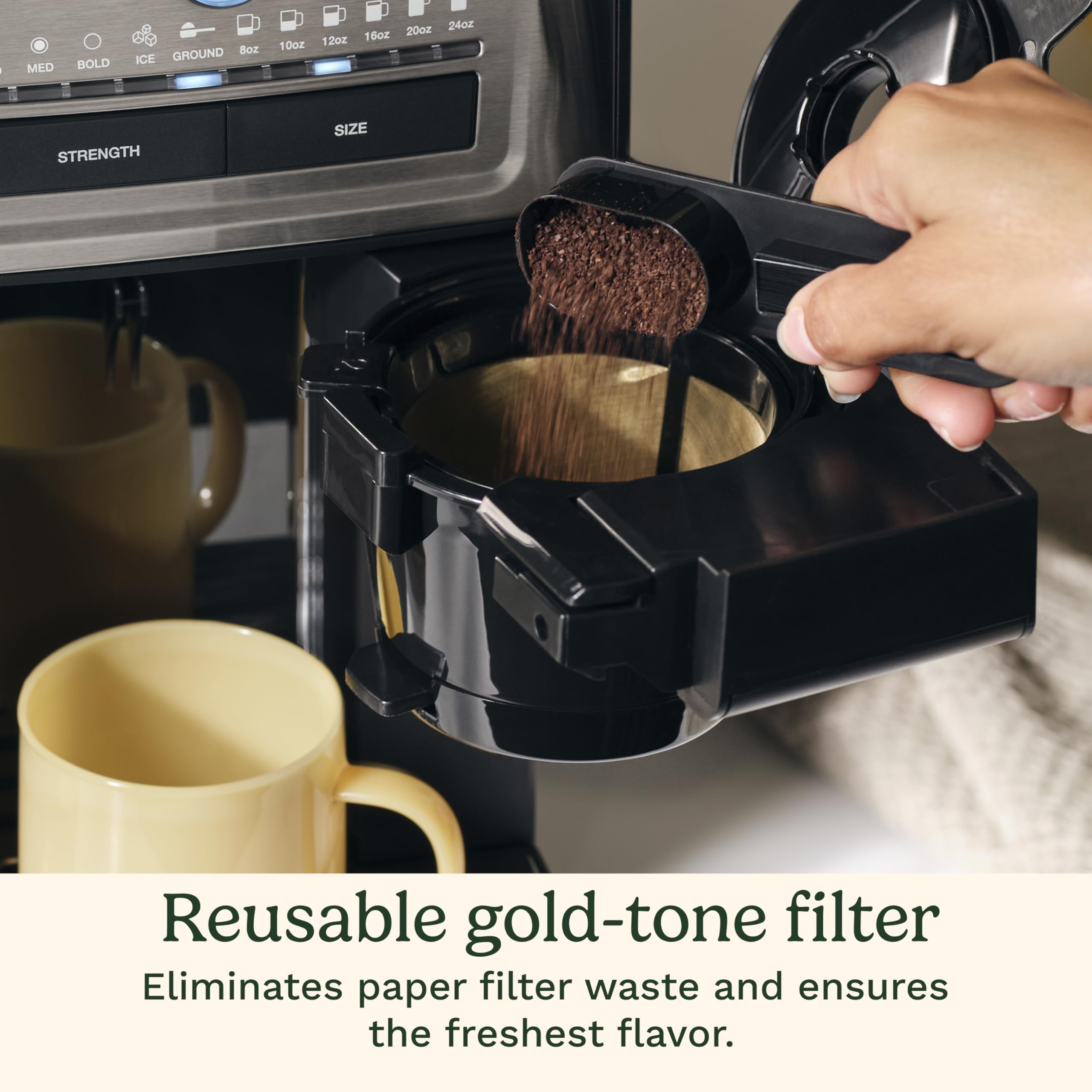 Cuisinart Coffee Maker, Grind and Brew Single Serve Coffee Maker, 6 Cup Sizes, Built-in Stainless Steel Burr Mill, Adjustable Strength, Grind Control and Over Ice Feature, Easy Cleaning, DGB-30 — view 8