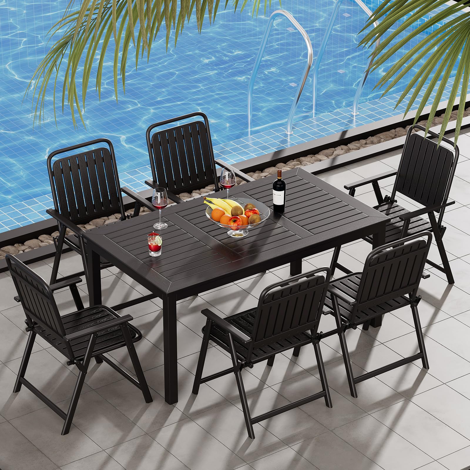 Amazon.com: ZZV Outdoor Dining Table for 6-Person Rectangle Indoor