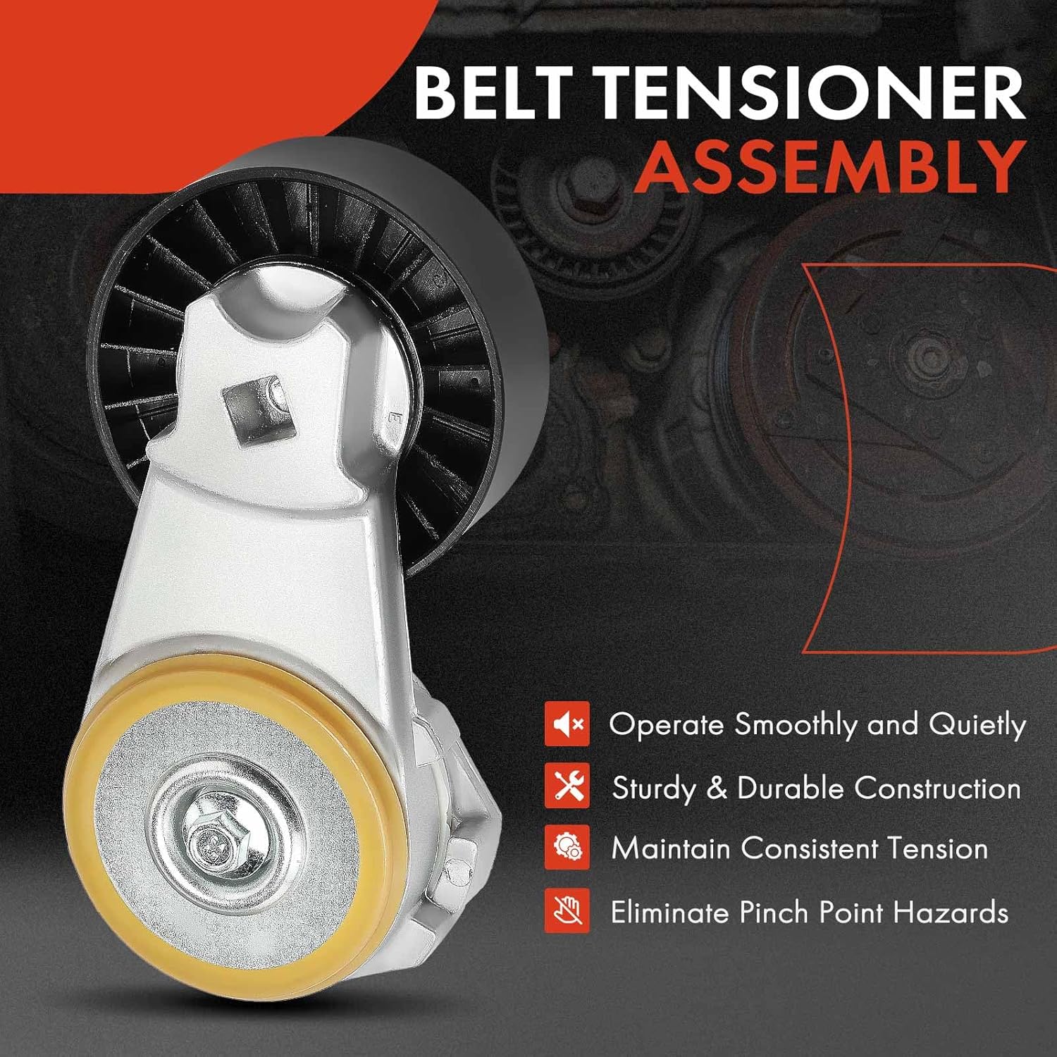 A-Premium A/C Air Conditioning Drive Belt Tensioner Assembly with Pulley Compatible with Ford F-150 2011 2012 2013 2014, 5.0L, Replace# BL3Z6A228A, BL3E6A228AB