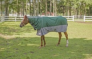 TuffRider Bonum 1200D Medium Weight Detachable Neck Two Tone Turnout Blanket w/ 200gms of Fill- Hunter Green/Grey - 72