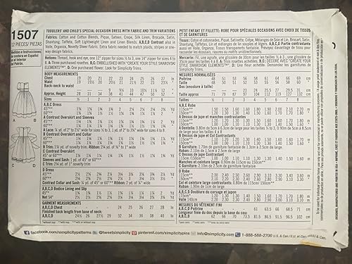 Miniatura 2 de Simplicity 1507 - Vestido formal para niña pequeña, patrón de costura, tallas 4-8