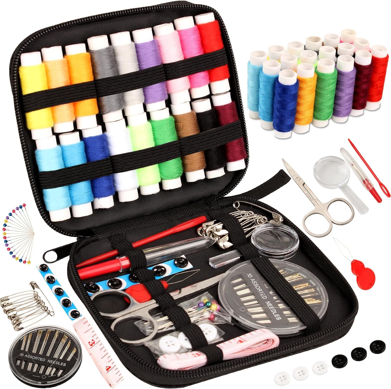 COOLDECK 132 pcs Sewing Kit, Complete Sewing Kit Set - Thread Box, Tailoring Materials, Needle - Ideal Sewing Kit Box for Home Use | Tailoring Kit with Stitching Items, Tools, and Sui Dhaga Kit