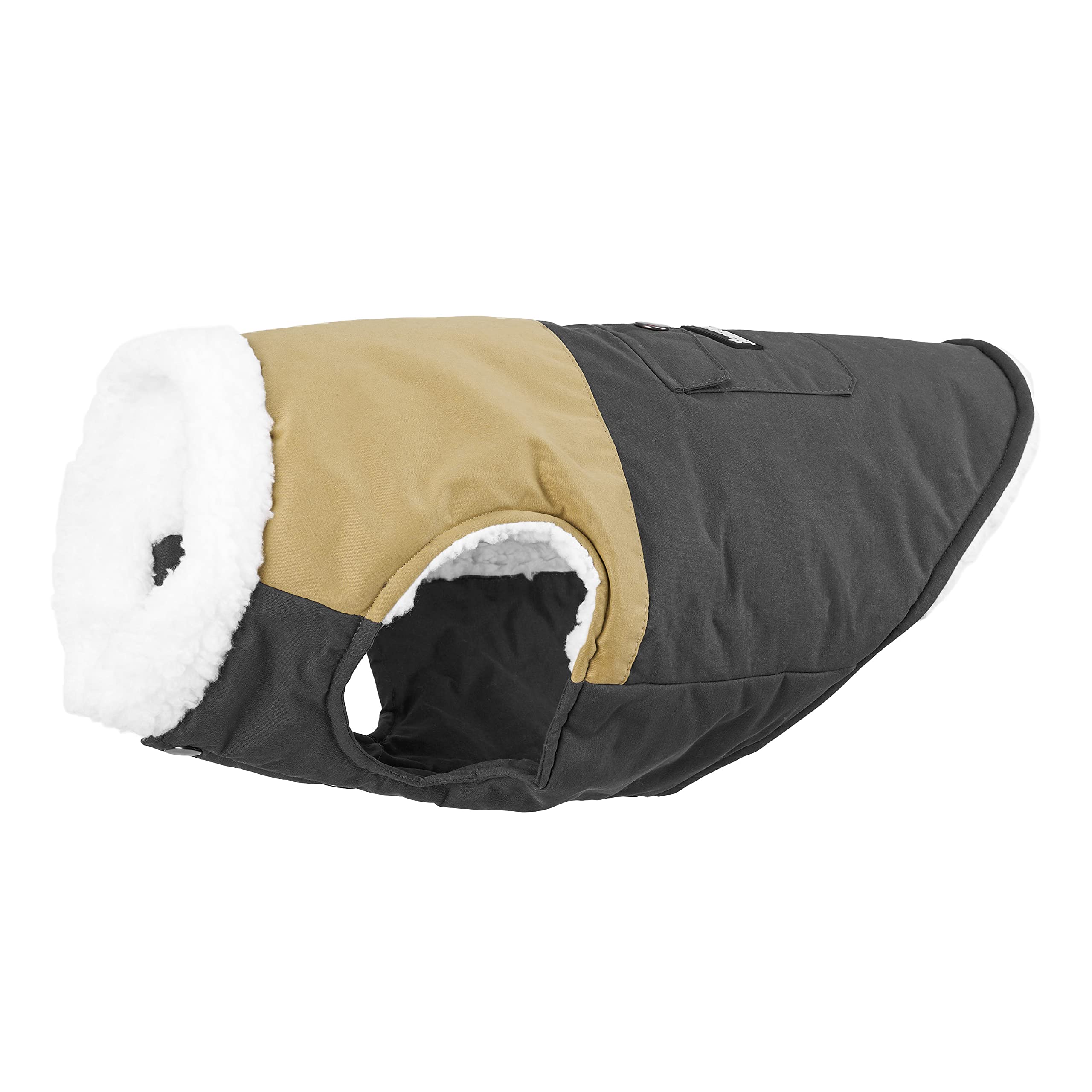 MAMORE Dog Winter Coats, 3 Layers Windproof Warm Thickened Soft Fleece Pet Cold Weather Jacket Clothes for Small Medium Dogs (Medium, Grey&Khaki)