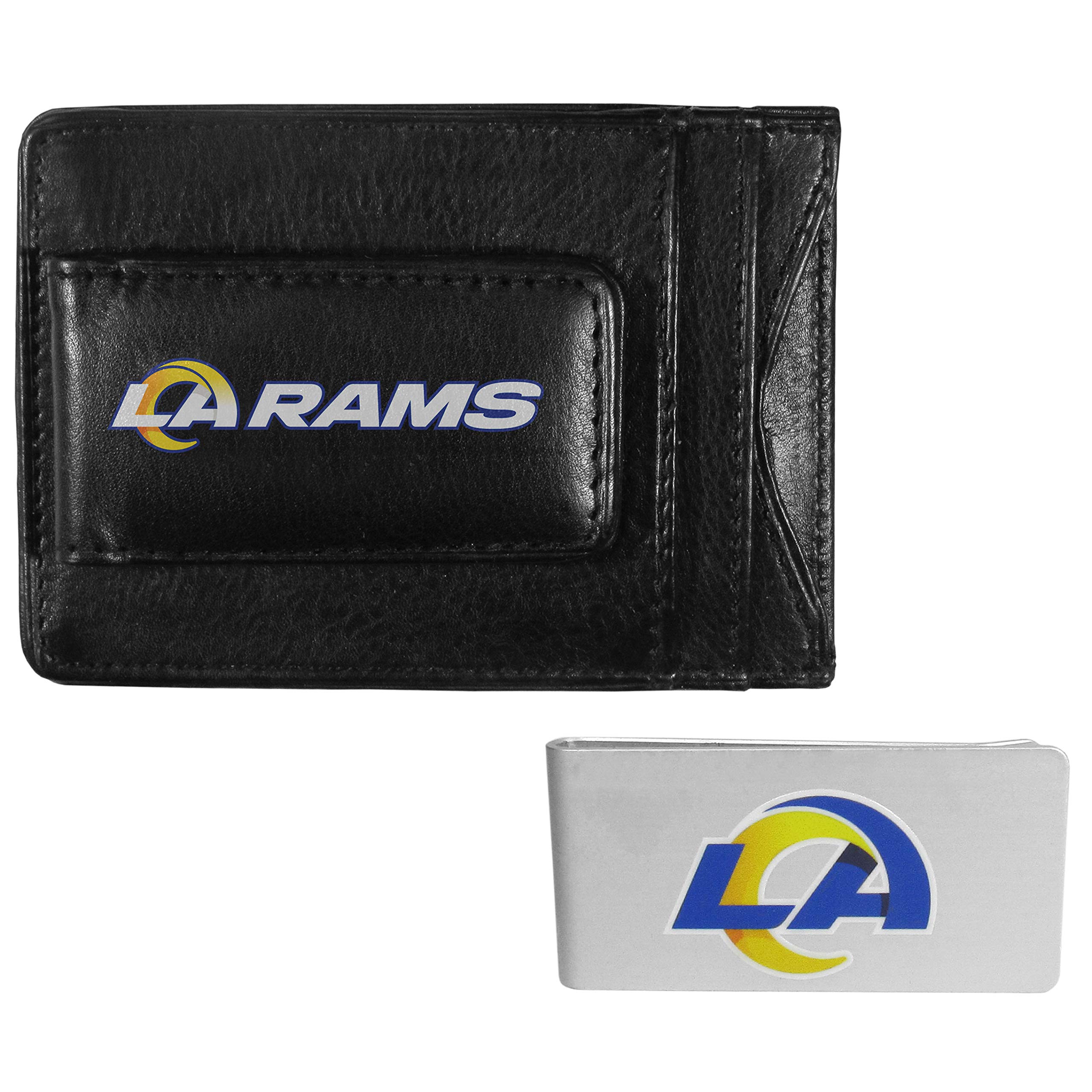 Sports NFL Los Angeles Rams Unisex Leather Cash & Cardholder & Money Clip, Black, One Size (FCCP130BMP)-image-33