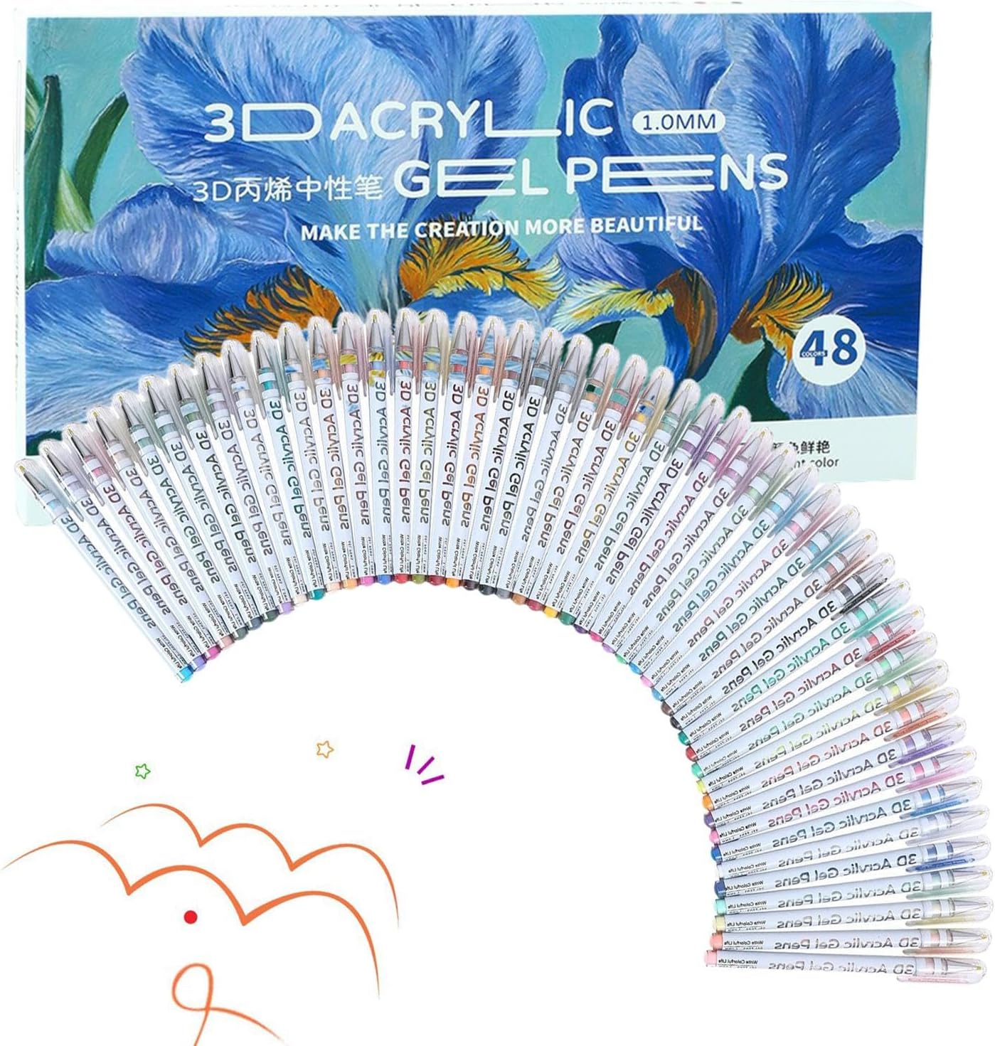 アクリルジェルペン 3D - 多色アクリルマーカーアートセット | 水性描画マーカー 木材 石 キャンバス 布 クラフト用