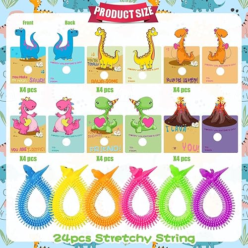 Miniatura 5 de Regalos para el día de San Valentín para clase – Paquete de 24 tarjetas de regalo de San Valentín con dinosaurios que brillan en la oscuridad,