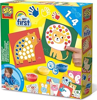 SES Creative My First Finger Painting Set Animals for Children Creative Art Games 10 Pages Motor Development Washable Paint Made in the Netherlands for Children from 1 Year