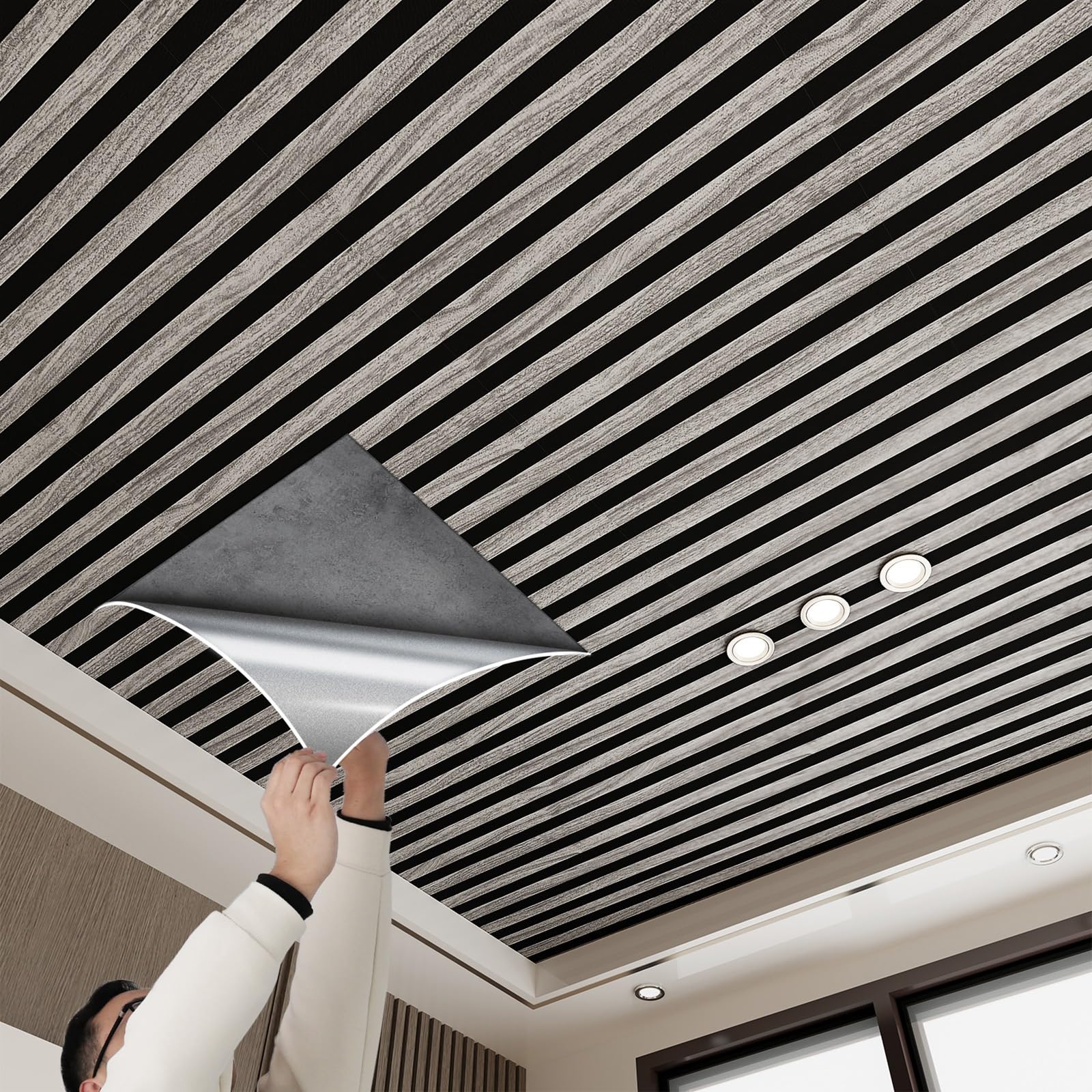 RENLXFI Ceiling Tiles Panels Coving 3d Ceiling Tiles Self Adhesive Cladding Panels, Decorations Ceiling Covering Waterproof For Living Room/Bedroom/Office, Wainscoting Background Wall Decor(30 pack)