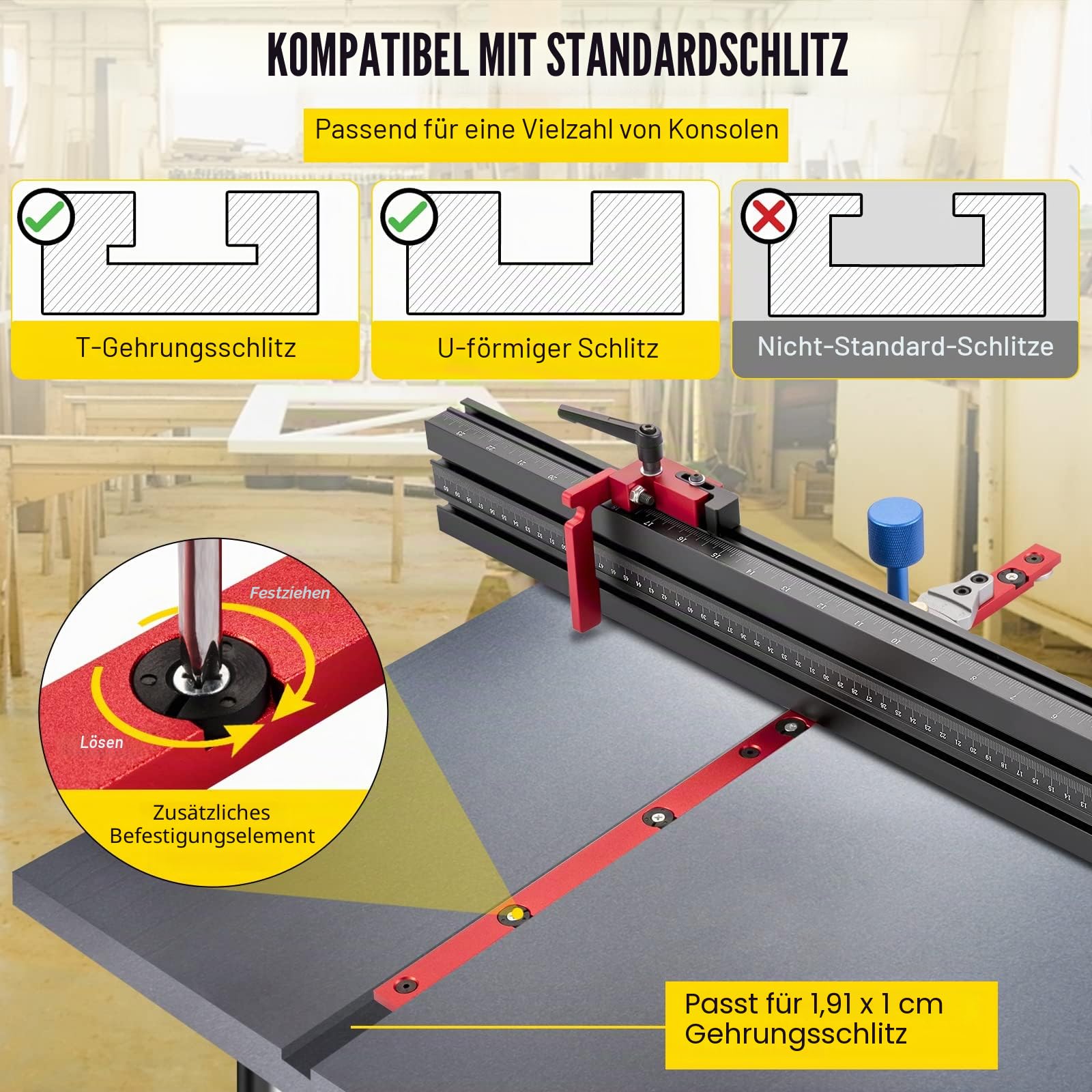VEVOR Gehrungslehre Tischkreissäge 450mm, Miter Gauge Lasermakierung, Winkel 60° verstellbar, Präzision Ablängen, Winkelanschlag Holzverarbeitung Zubehör, Gehrungsanschlag, Aluminiumlegierung, 2,2 kg