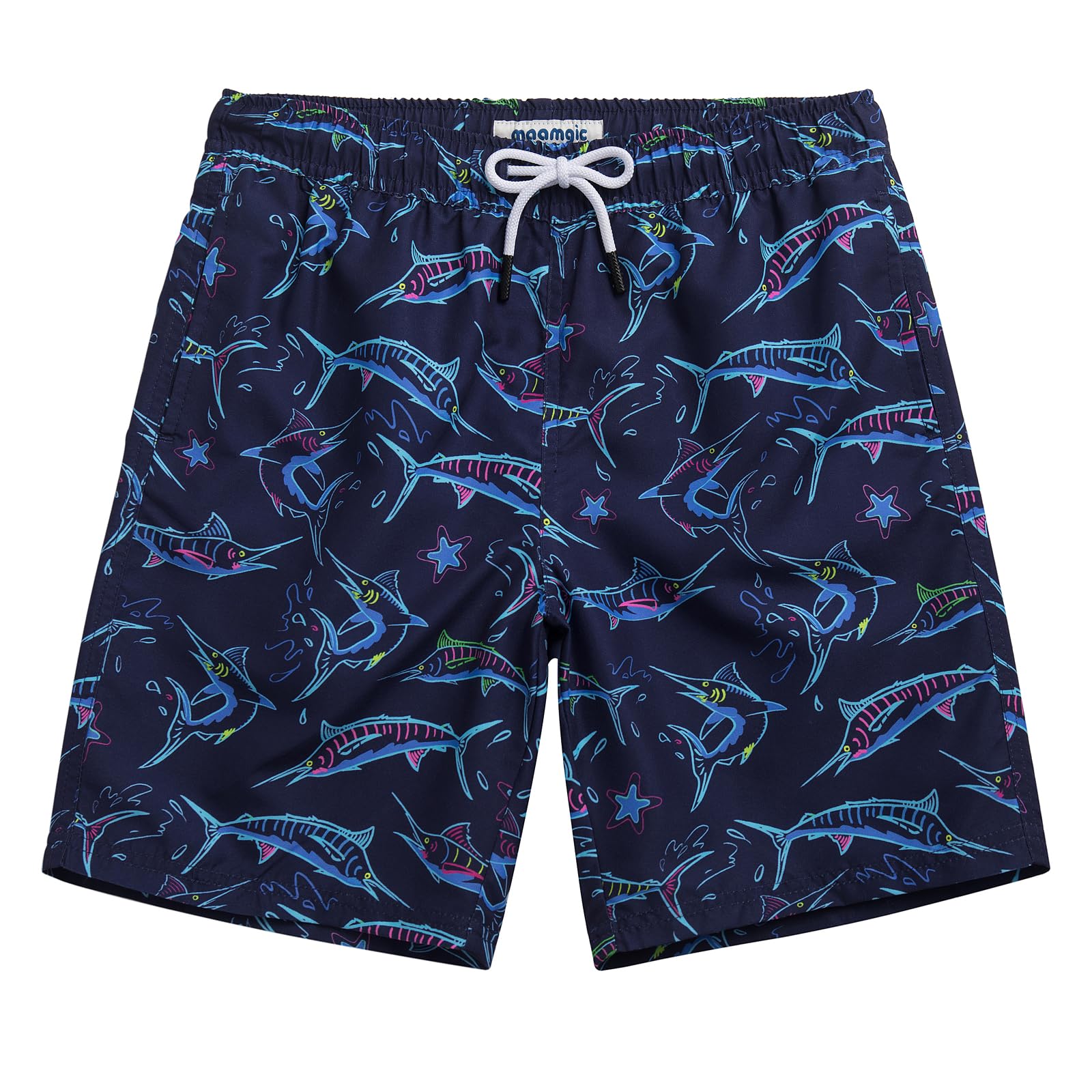 MaaMgic Badehose Jungen Sommer Badeshorts Schnelltrocknend Boardshorts mit Netzfutter Taschen und Verstellbarem Tunnelzug Urlaub Shorts