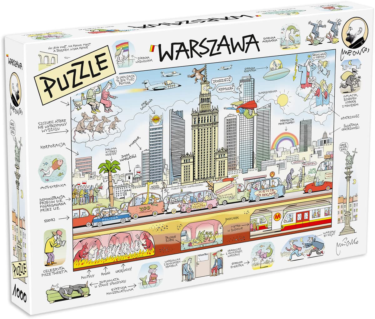 Warszawa Puzzle 1000 Elementów Z Rysunkiem Andrzeja Mleczko Polish Puzzles MDR
