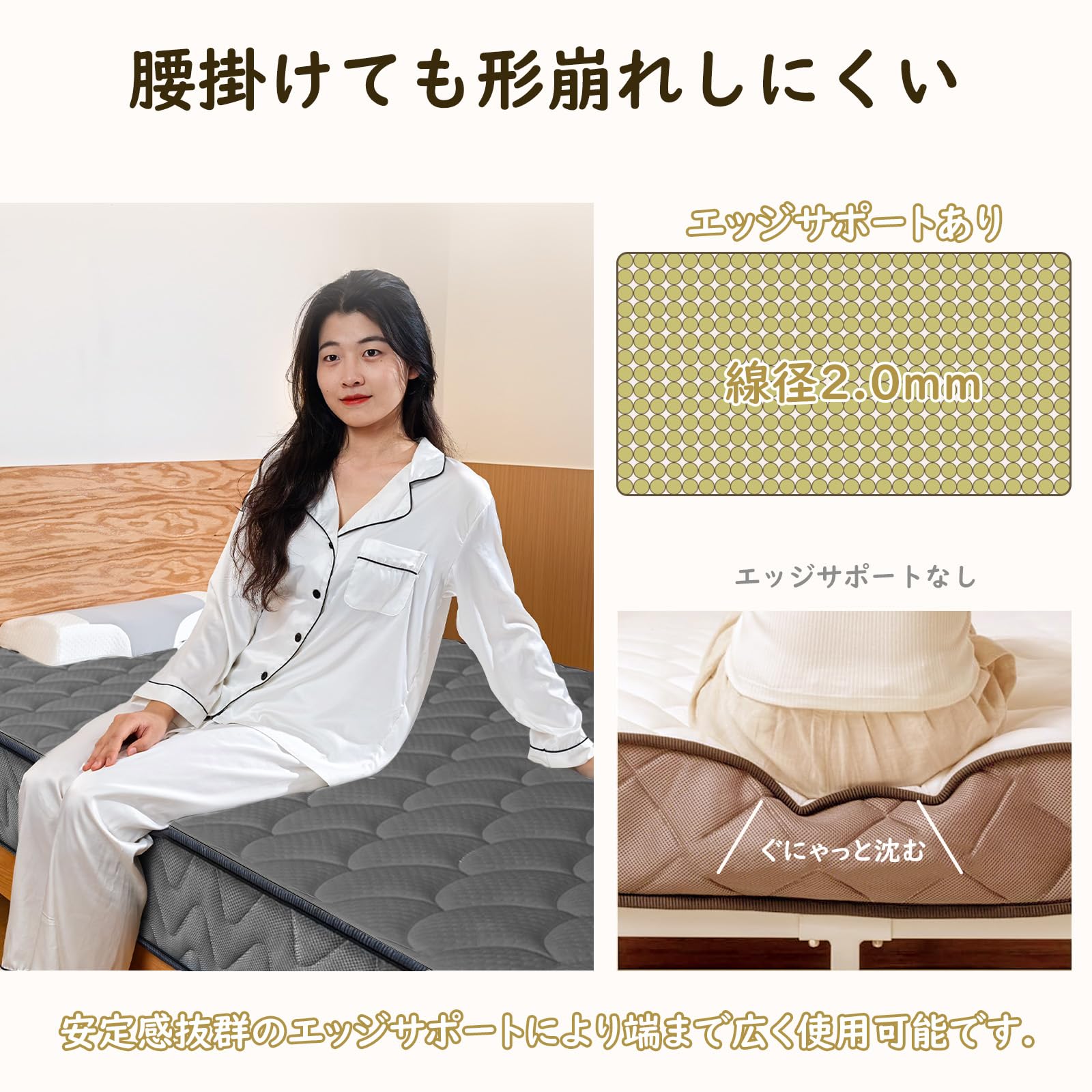 クイーン マットレス 通気性 硬め 21cm厚 ポケットコイル腰痛対策 体圧分散 日本クーポン 新品 体圧分散ポケットコイルマットレス クイーン 厚み