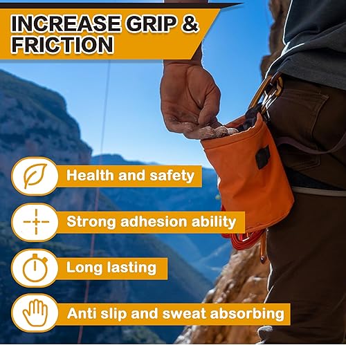 Miniatura 6 de Cubo de tiza de gimnasio suelto de 1 libra, tiza en polvo premium con bolsa de tiza vacía y cuchara, multiusos para levantamiento de pesas, gimnasia