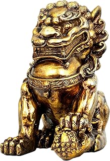 ZOEJADE 21" H Large Resin Guardian Lion Sculpture Chinese Feng Shui Home Outdoor Decor