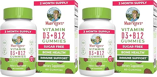 Miniatura 10 de MaryRuth Organics sin azúcar, suministro de 2 meses, suplementos de vitamina D y vitamina B12 para adultos y niños, salud ósea, apoyo inmunológico,