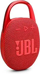 JBL Clipe 5 – Alto-falante Bluetooth ultraportátil, impermeável e à prova de poeira, mosquetão integrado, até 12 horas de reprodução, feito em parte com materiais reciclados (vermelho)
