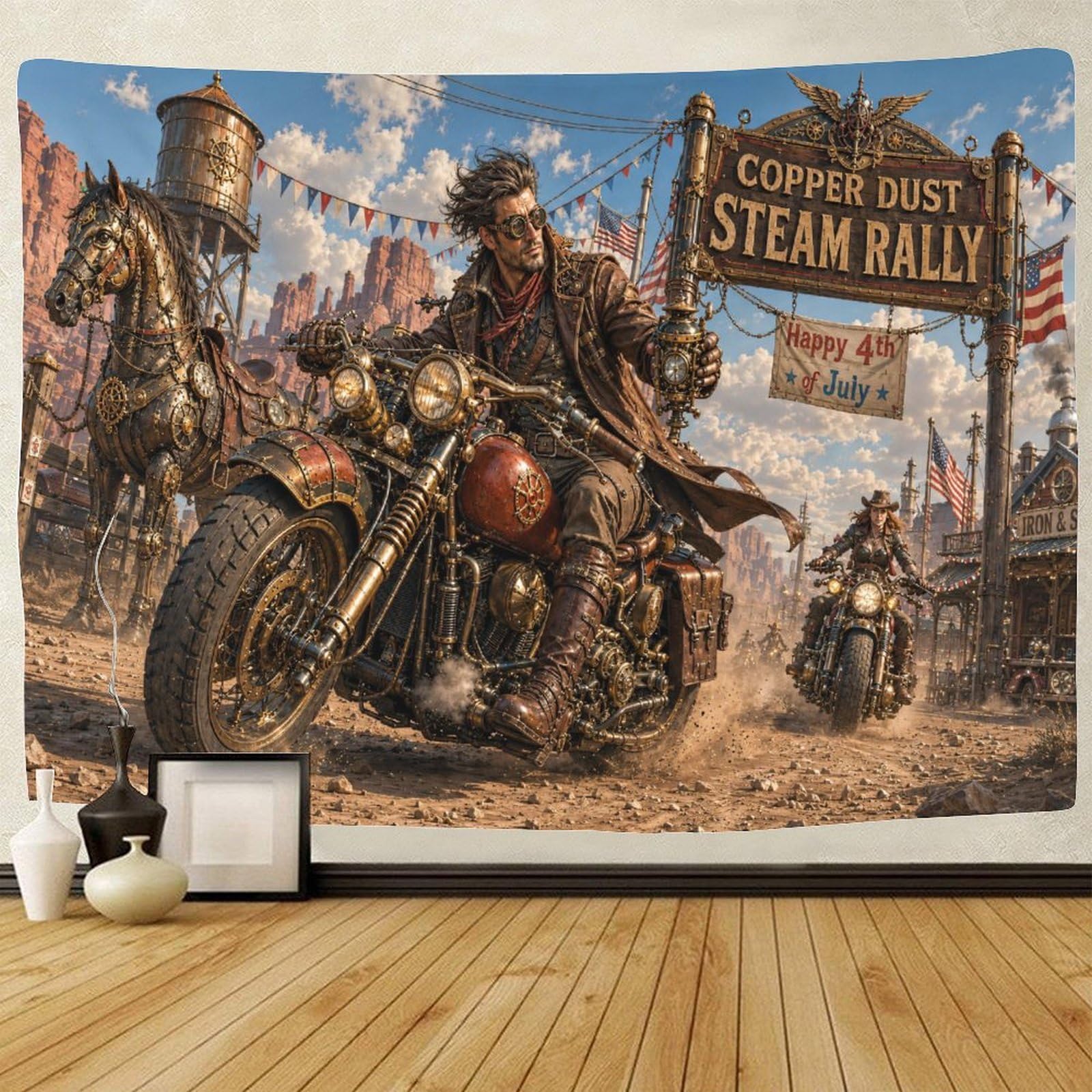 GPMNBCXZK Wild West Motorcycles Tapestry for Bedroom 3D Print Wall Art Decor Tapestries Poster Home Decoration Bedroom Dorm 180cmx230cm