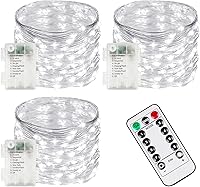 Vista 18 de Paquete de 4 luces de hadas que funcionan con pilas con temporizador de control remoto, tira de luces LED para decoración de interiores