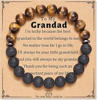 Grandad/Dad/Uncle Gifts Natural Lava Stone Bracelets Anniversary Jewelry Gifts for Him Birthday Father's Day Christmas