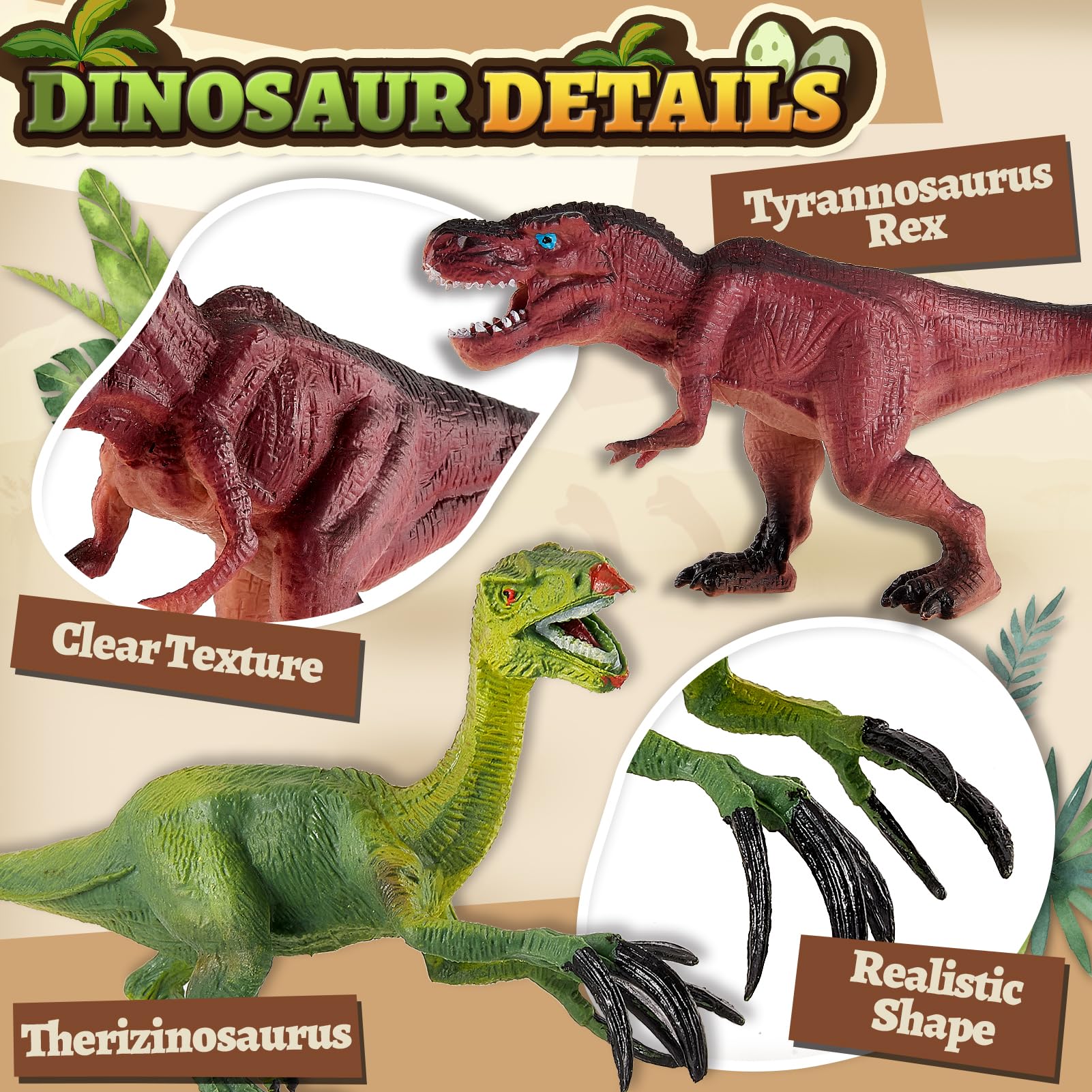 TOEY PLAY Grandes Dinosaure Jouet Enfants, 12PCS Réaliste Figurine Dinosaure, Ensemble Dino avec Tyrannosaure Rex, Triceratops, Jouet Éducatifs pour Garçons Filles 3 4 5 6 Ans