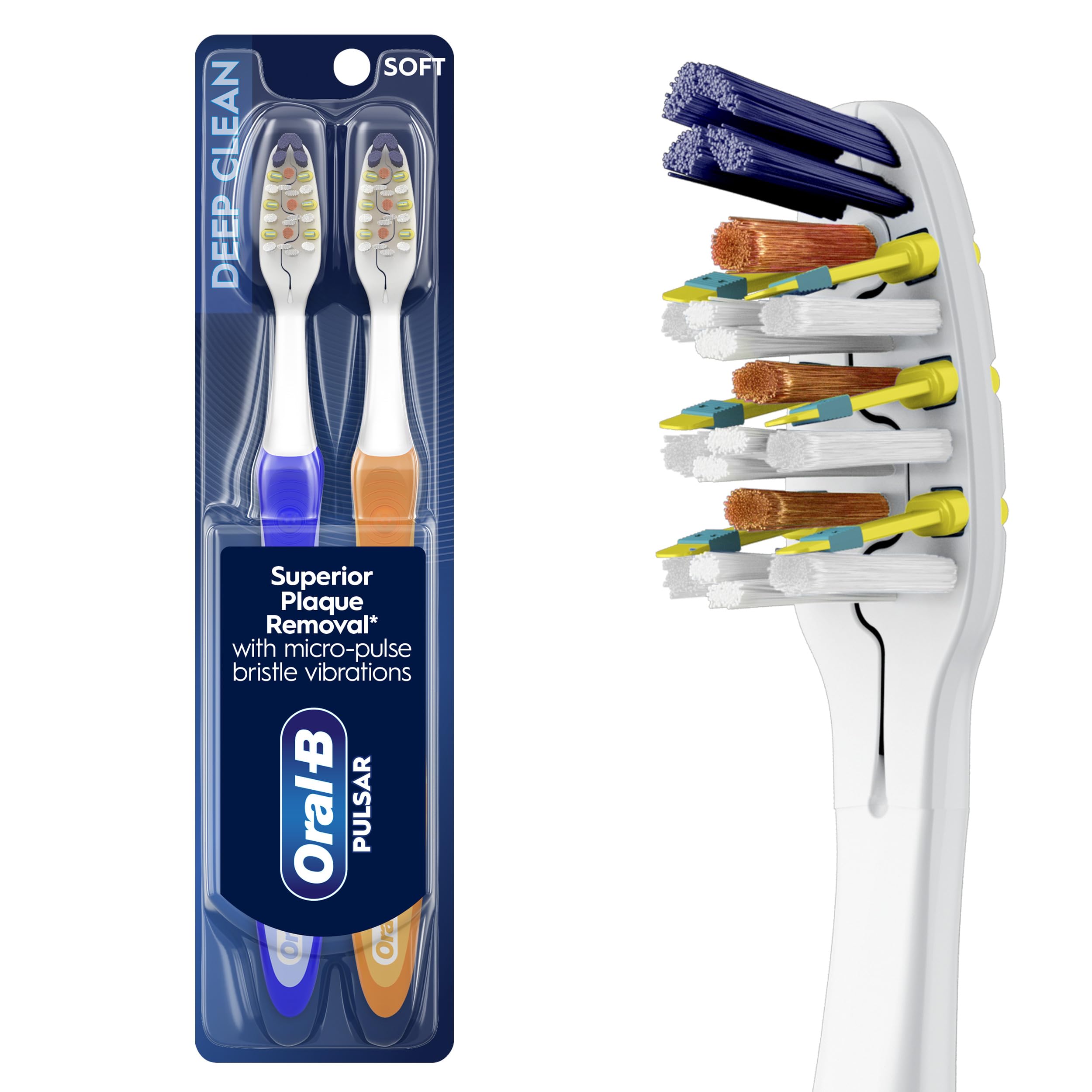 Oral-B Pro-Health Pulsar Battery Toothbrush, Soft, Blue , 2 Count (Pack of 1)