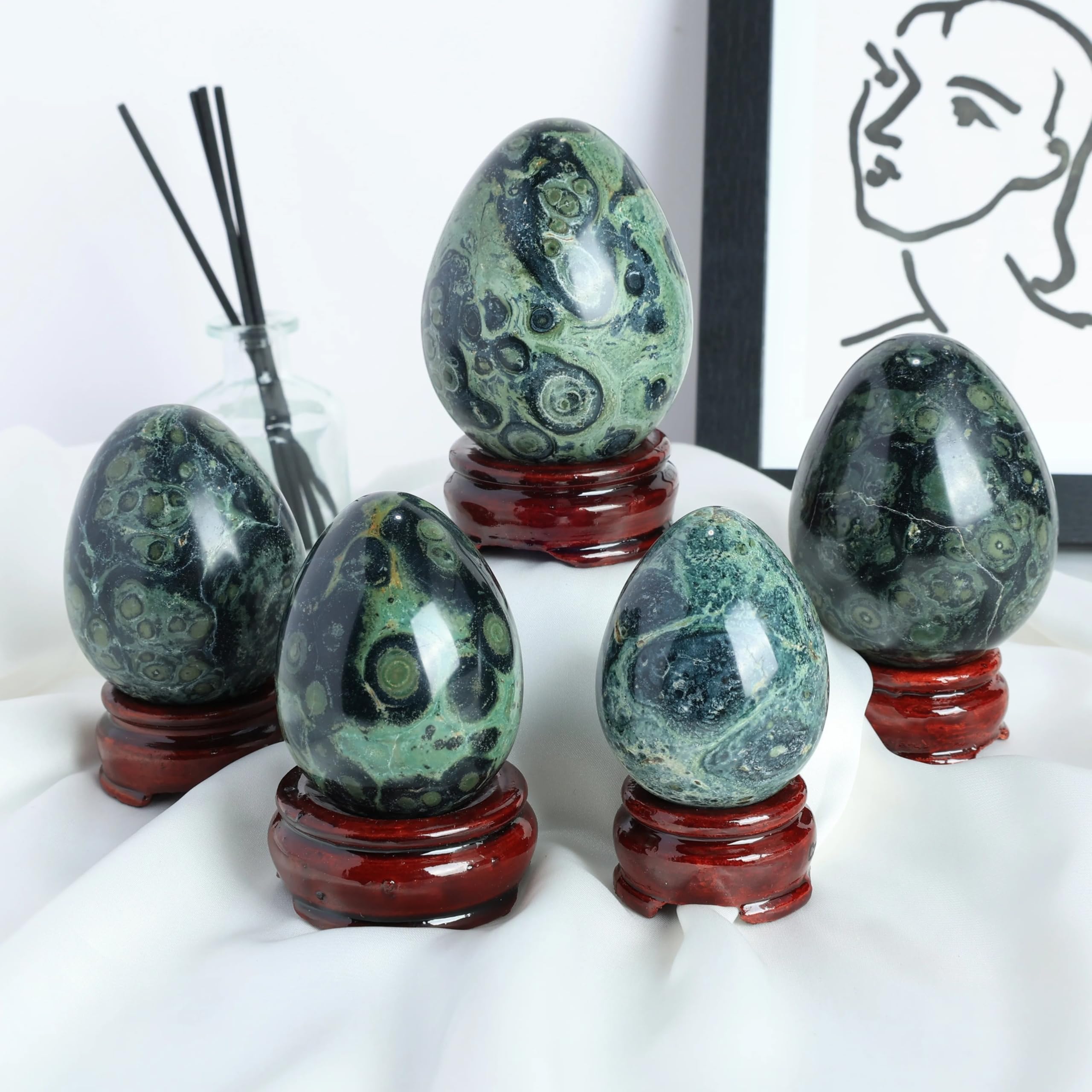 YLQUXEUV 1pc 200-300g Jasper Crystal Egg Shaped Quartz Crystal Stone Collection Home Decoration
