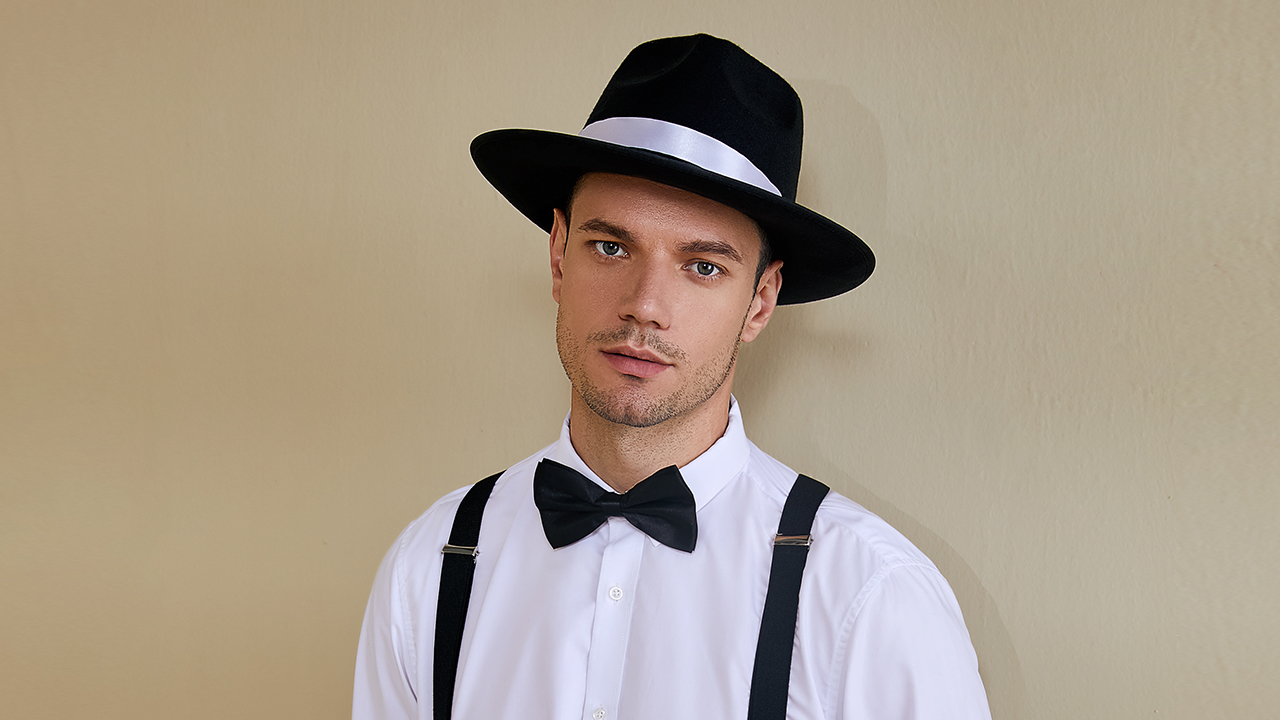 BABEYOND 1920s Gatsby Panama Fedora Hat 