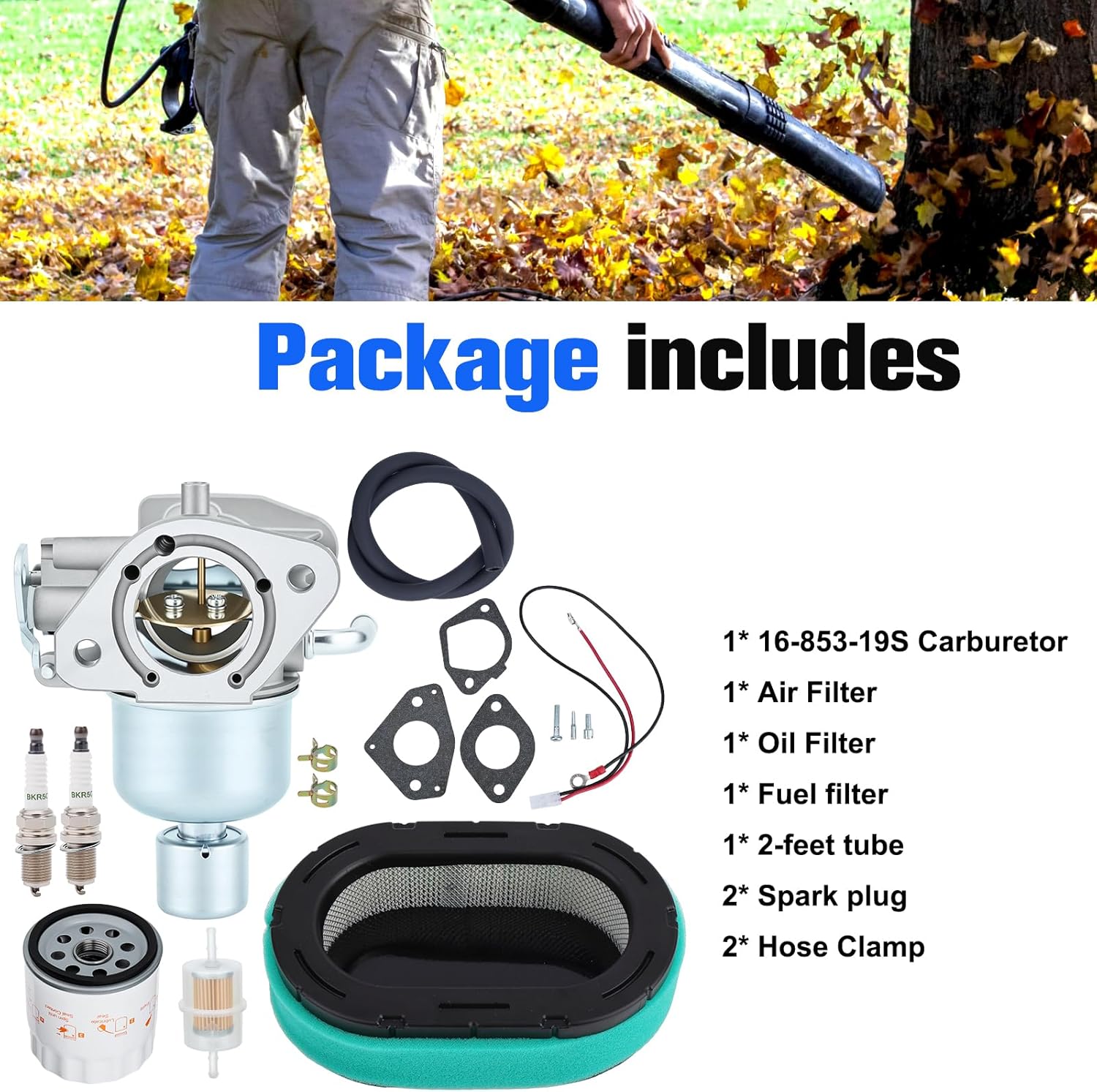 16-853-19S Carburetor for Kohler KT725 KT730 KT735 KT740 KT745 Lawn Mower Kohler 7000 Series Carburetor Replace 1685319S with 32 083 09-S Air Filter