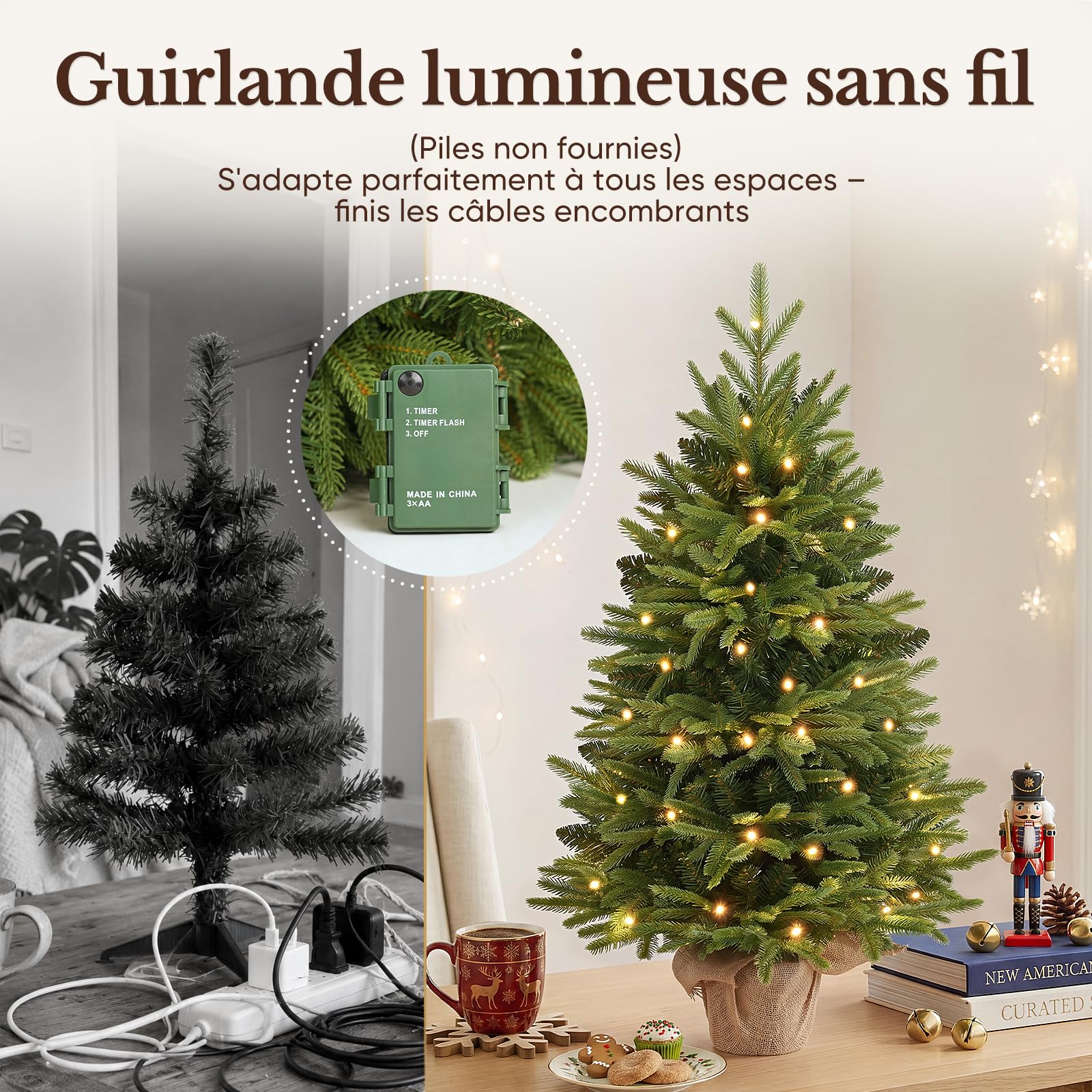 Hokeeper Sapin de Noël artificiel de 120 cm | Sapin de Noël artificiel en pot - Pour l'intérieur et l'extérieur - Branches réalistes en polyéthylène