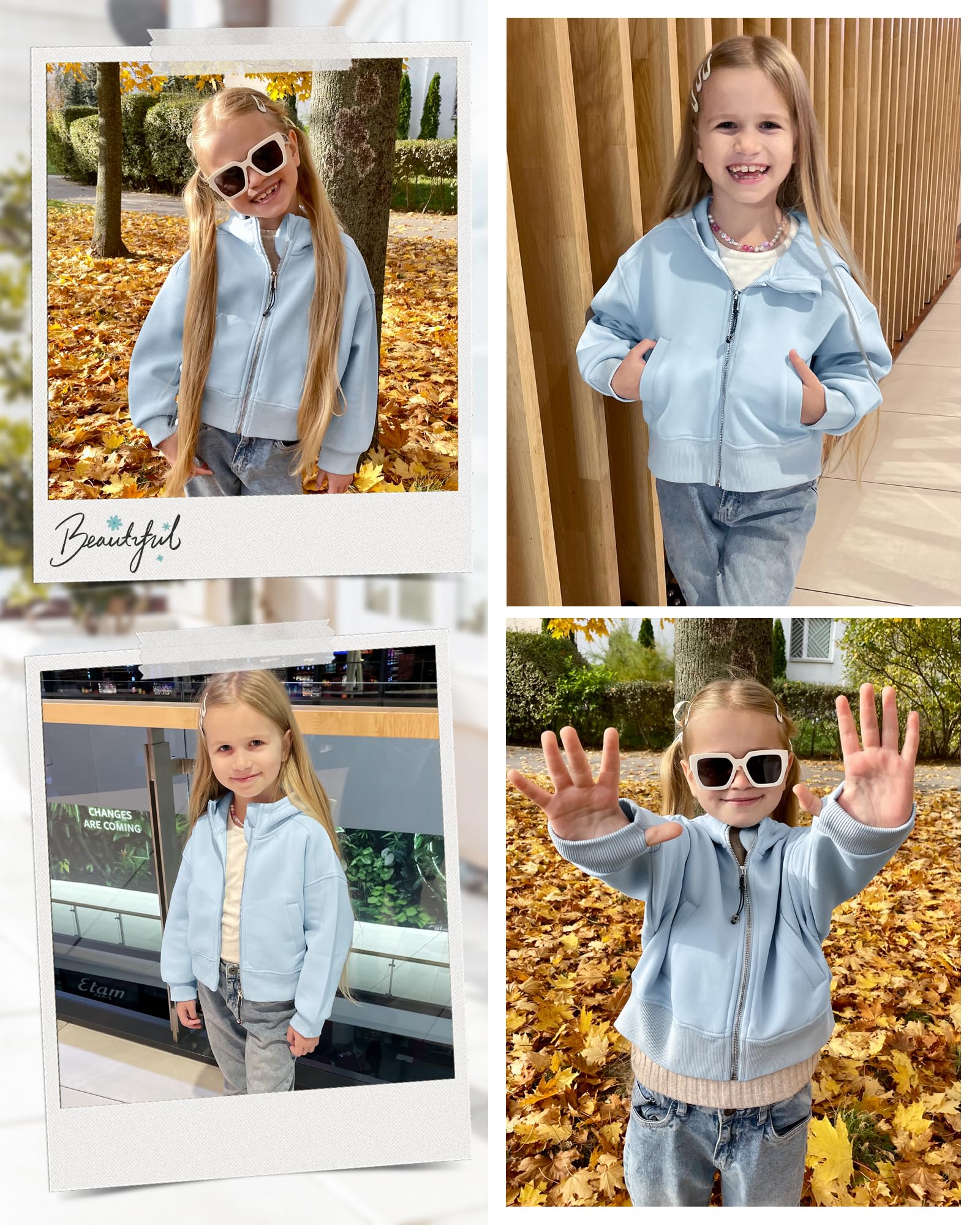Rolanko Sudadera con Capucha y Cremallera para Niñas, Chaqueta con Capucha de Manga Larga Sudadera con Bolsillos para Niños de 6 a 15 Años