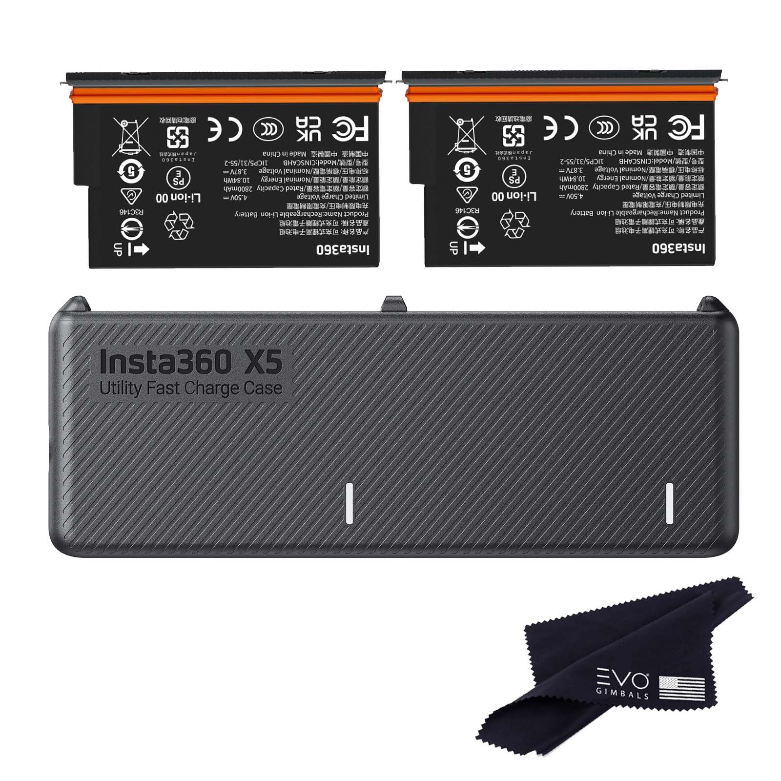 Insta360 X5 Ultra Battery(2800mAh)&amp; Fast Charge Hub Bundle/Only for Insta360 X5 360 Camera (2 Ultra Batteries+1 Charger)