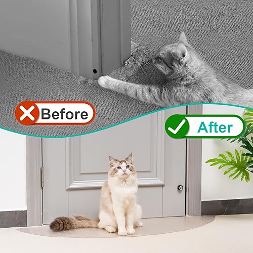 Miniatura 2 de Uross Protector de alfombra semicircular para mascotas, 3 unidades, protector de alfombra de plástico para gatos, tapete protector de alfombra de