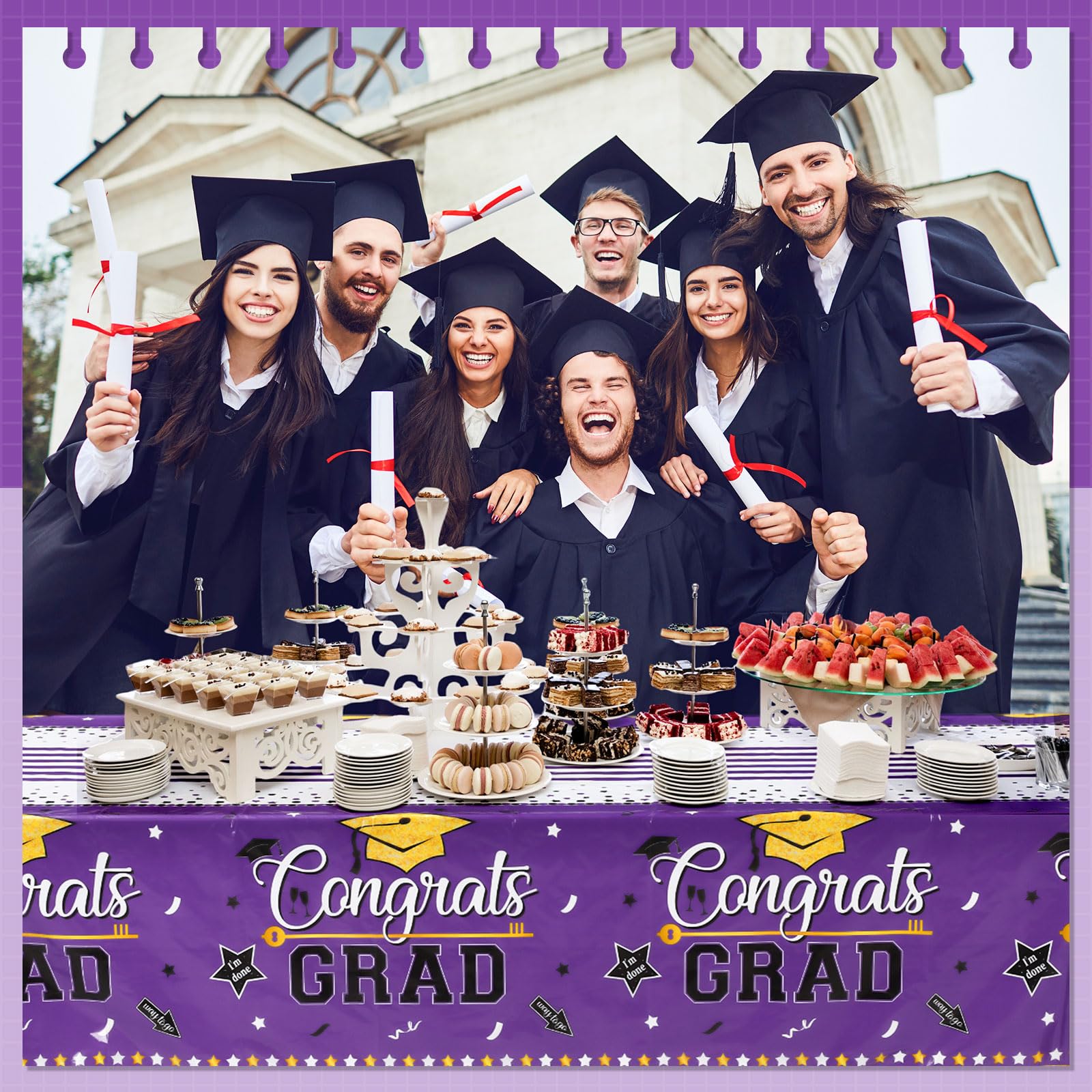 Hillsuren 6 Pcs 2025 Graduation Party Decorations Congrats Grad Tablecloths Class of 2025 Congrats Table Covers for Graduation Party Supplies Decor 54