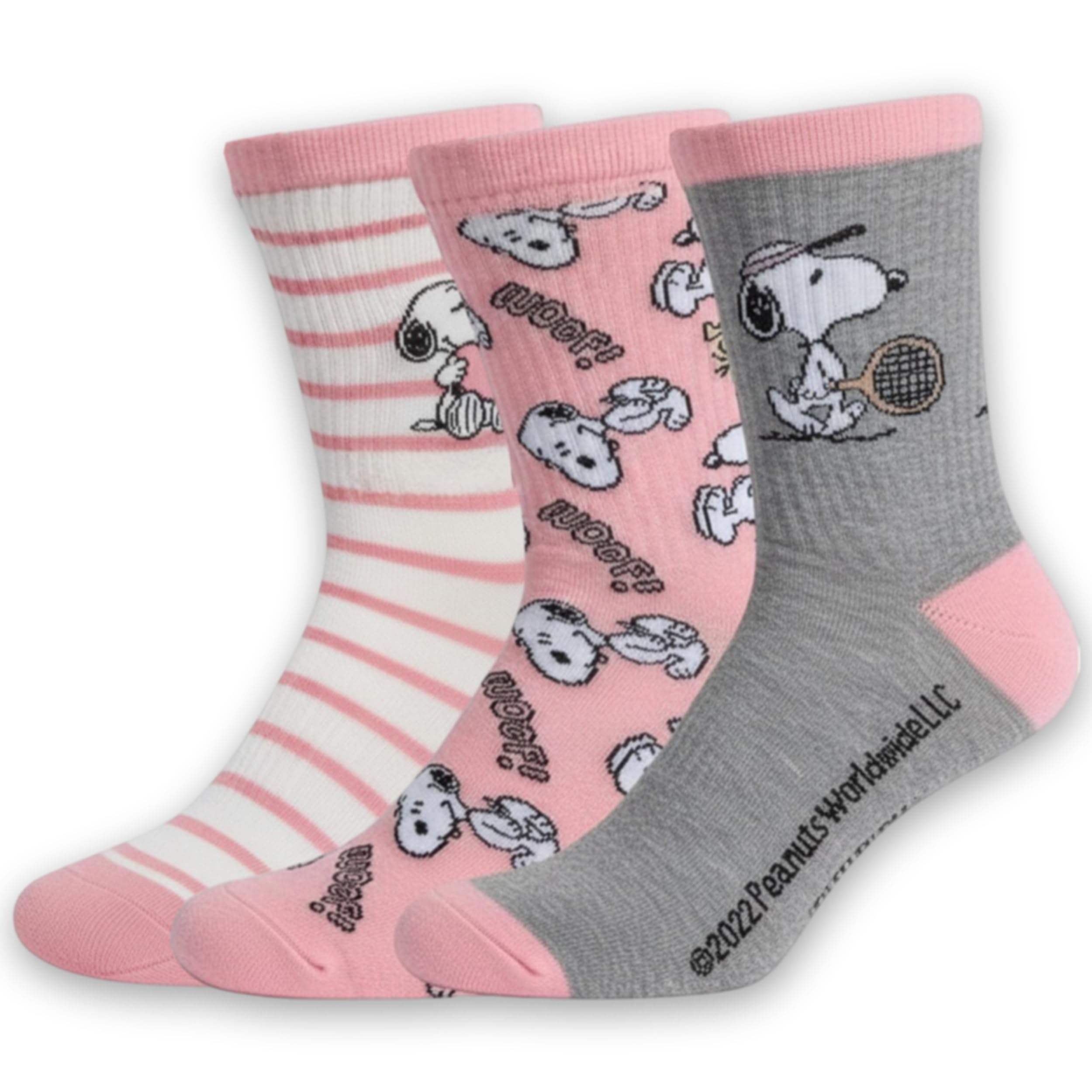Calzini Donna Peanuts 3 Paia Snoopy Taglia 36-40 EU Rosa, Bianco, Grigio | Cotone Morbido Antiscivolo