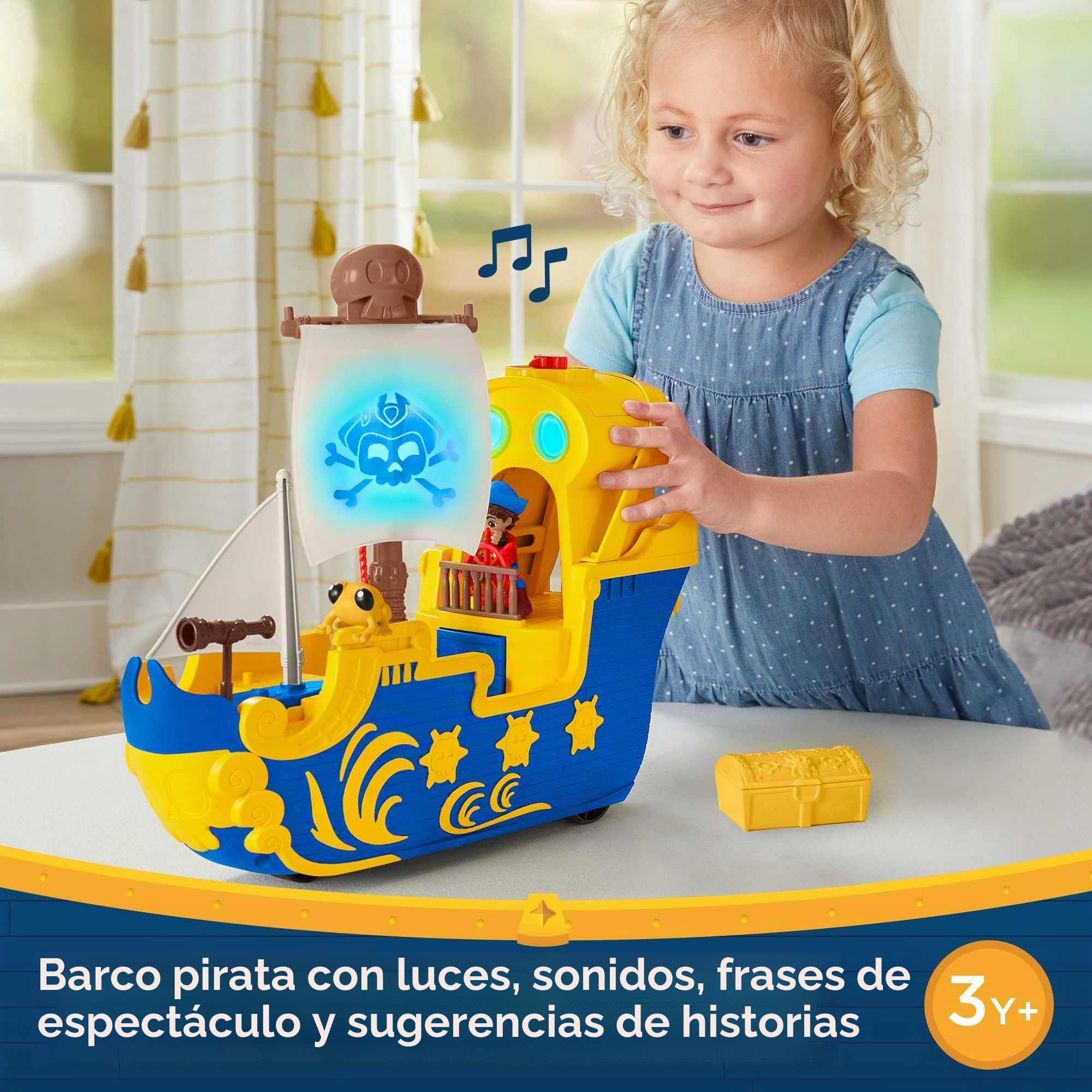 Fisher-Price Nickelodeon Santiago of The Seas Lights & Sounds El Bravo Pirate Ship Juego Interactivo con Figura de Personaje, Juego de simulaci n a Partir de 3 a os
