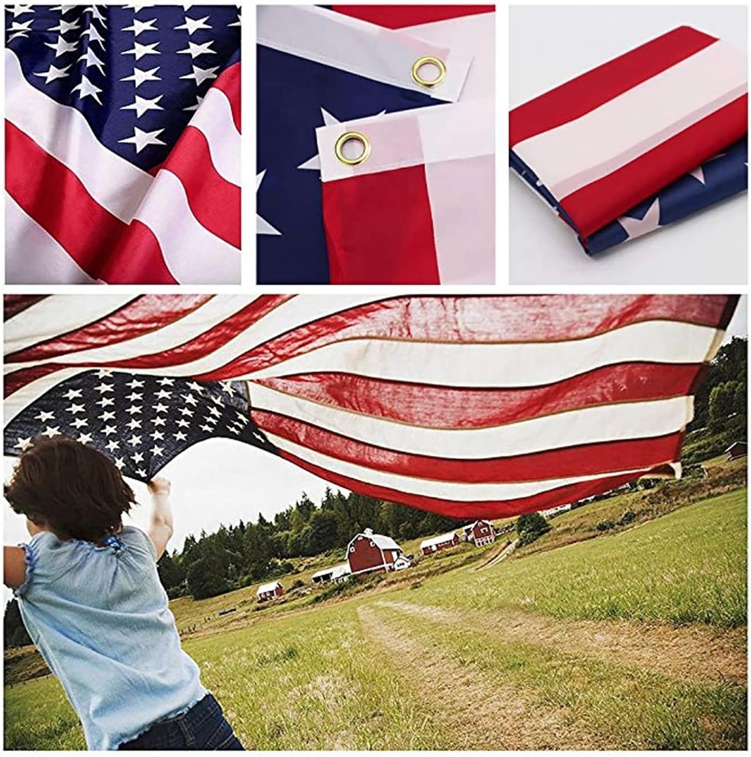 American Flag 4x6 FT Outdoor - US Durable USA Flags Indoor - Vivid Color Double-Stitched Edges Brass Grommet with Brass Grommets (4x6 FT) - Image 2