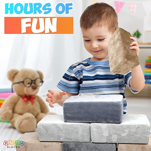 Miniatura 3 de El bloque de construcción original de felpa premium para niños - Bloques de espuma seguros certificados en fundas de tela lujosamente suave - Juego