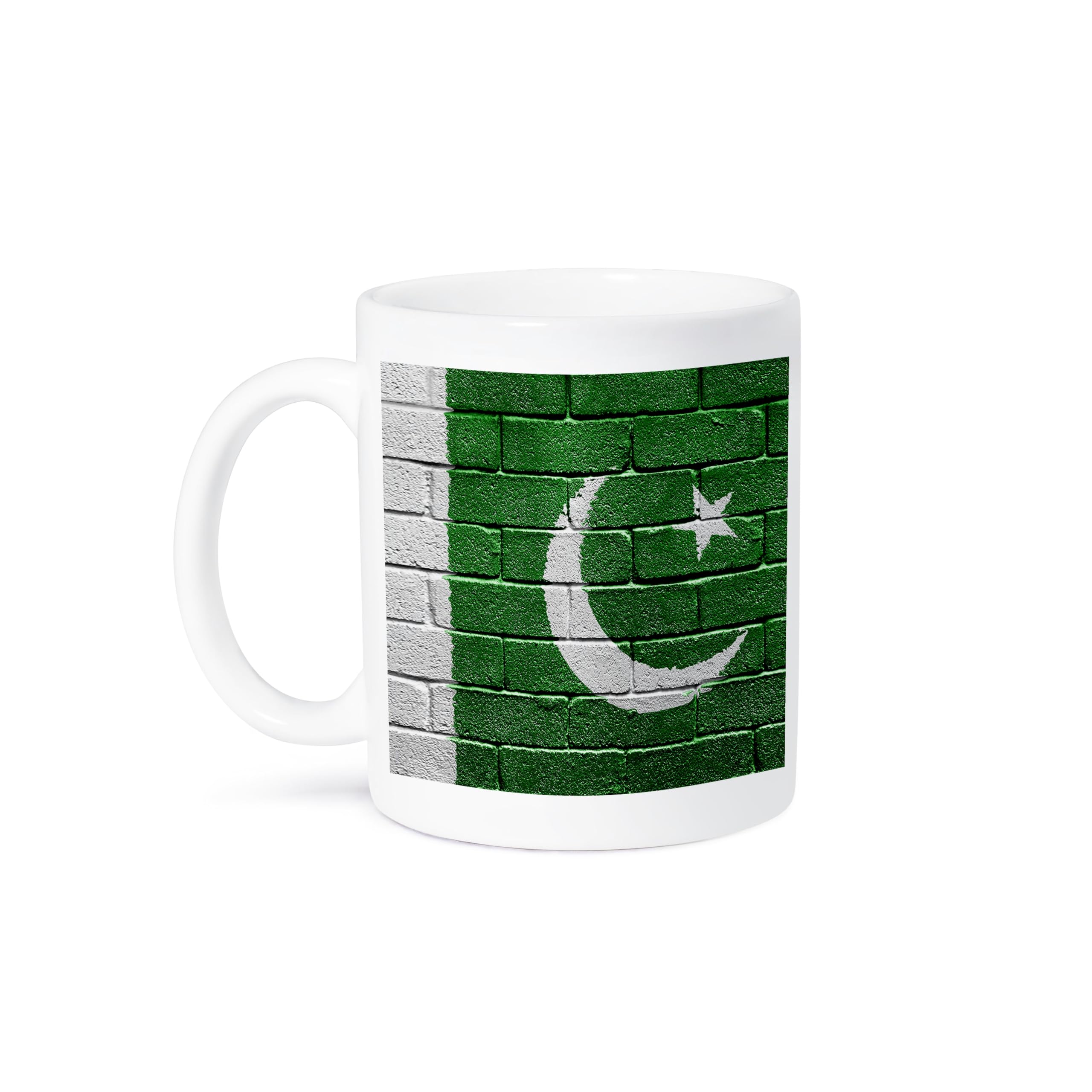 3dRose National Flag of Pakistan Painted onto a Brick Wall Pakistani Mug, 15 oz, Ceramic
