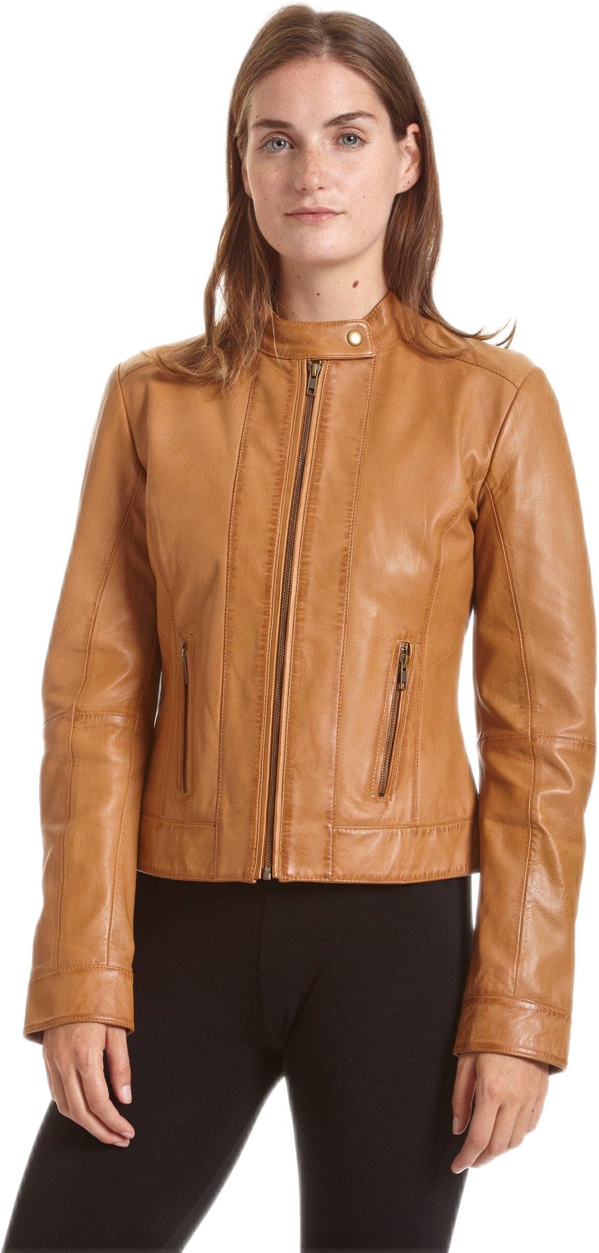 Excelled Leatherwomens Leather Moto Collar Scuba Leather Jacket