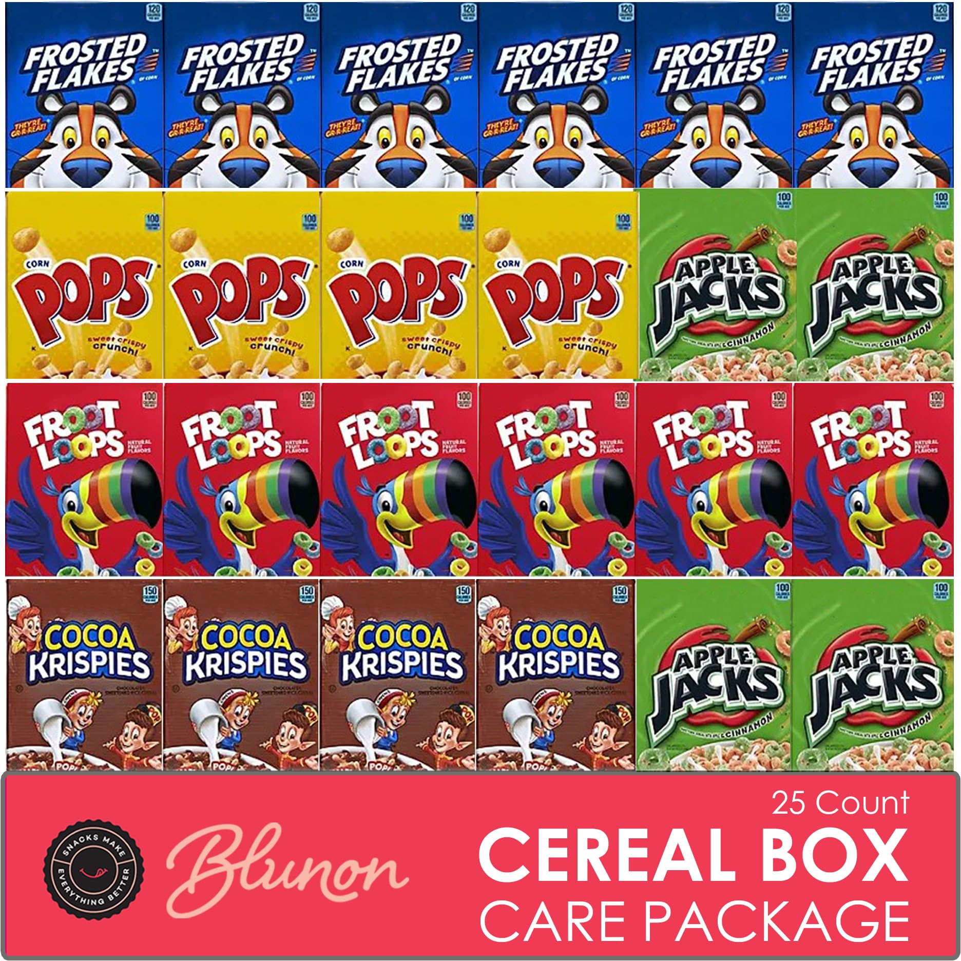 Mini Cereal Boxes Variety Pack - Single Serve Breakfast Cereal Assortment - Care Package Gift Box (25 Count)