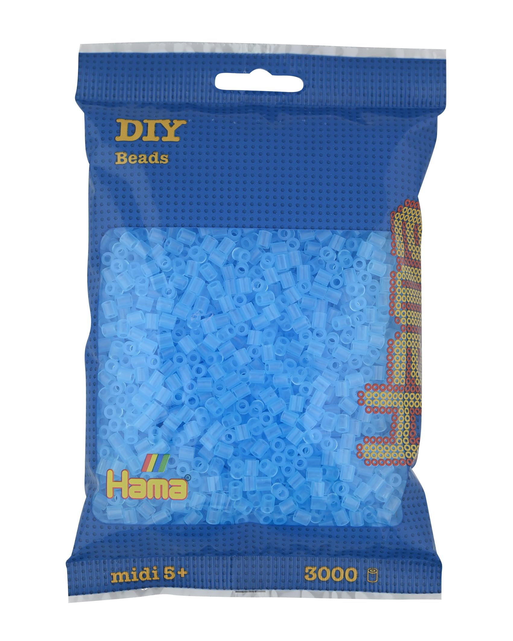 Hama Beads Bag | Approx. 3000 Midi Fuse Beads | Mosaic Decoration Arts & Craft for Creative Children Ages 5+ | Translucent Aqua — image 1
