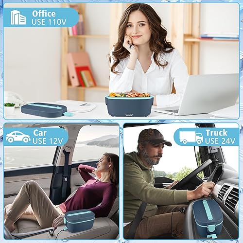 Miniatura 2 de CTSZOOM Fiambrera eléctrica de 80 W, calentador de alimentos más rápido, 1.8 L, 4 en 1, lonchera portátil calentada para adultos, calentador de