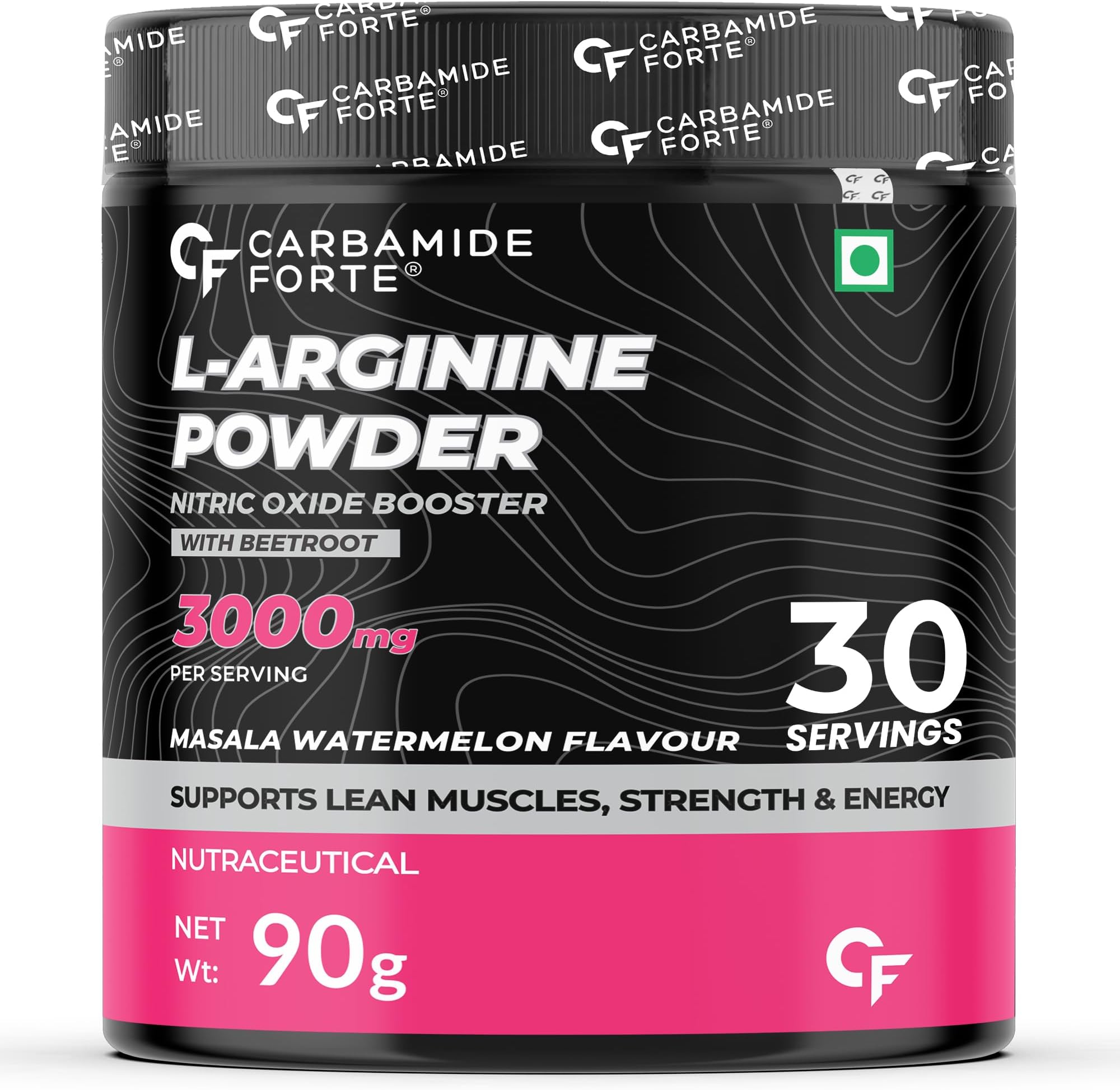 Carbamide Forte L Arginine Powder Supplement 3000mg | Pre-workout for men & women | L Arginine Supplement | Beet Root Powder - Masala Watermelon Flavour - 90g