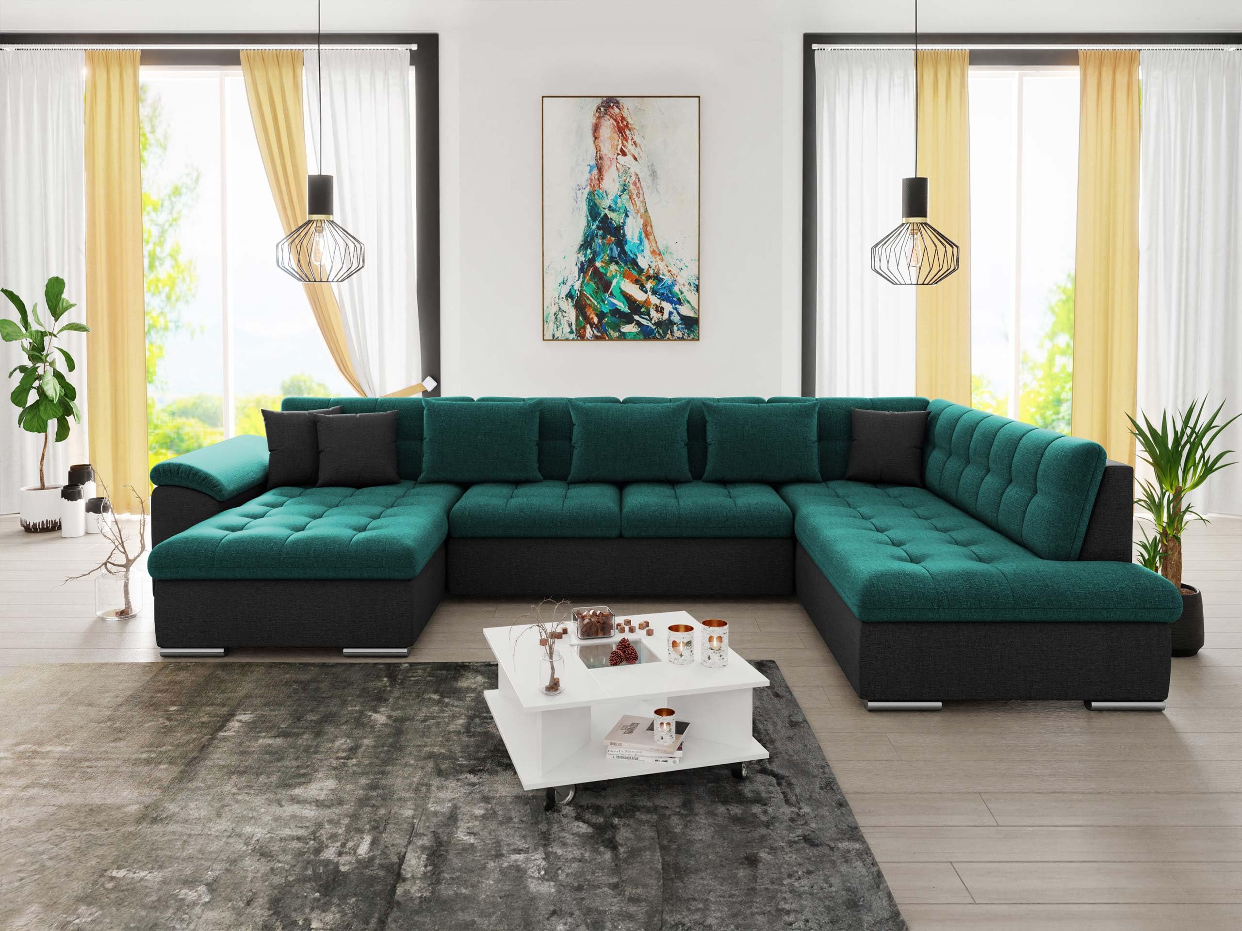Mirjan24 Eckcouch Ecksofa Niko Bis, Design Sofa Couch mit Schlaffunktion und Bettkasten U-Sofa Farbauswahl Wohnlandschaft vom Hersteller (Ecksofa Links, Soul 20 + Soul 13)