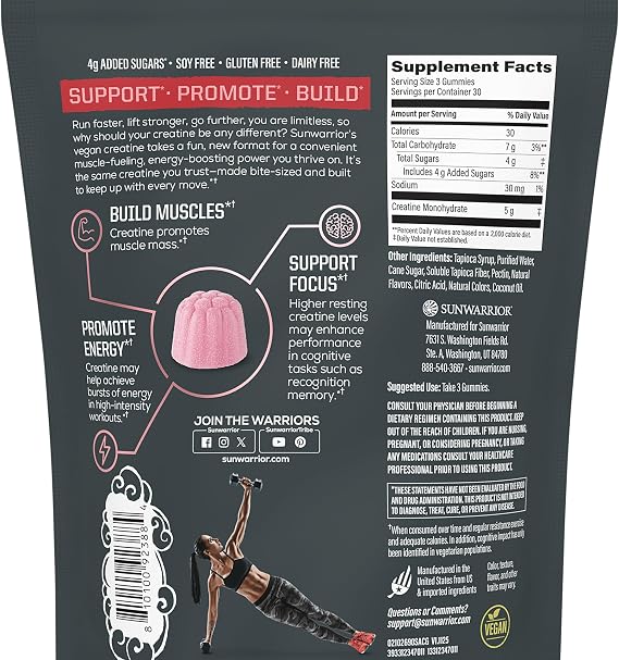 Creatine Gummies for Men & Women 5g Creatine Monohydrate Pre Workout Energy & Muscle Recovery Support, Chewable Gummies for Strength, Performance & Focus Daily Gym Use | Strawberry Flavored 90 Gummies